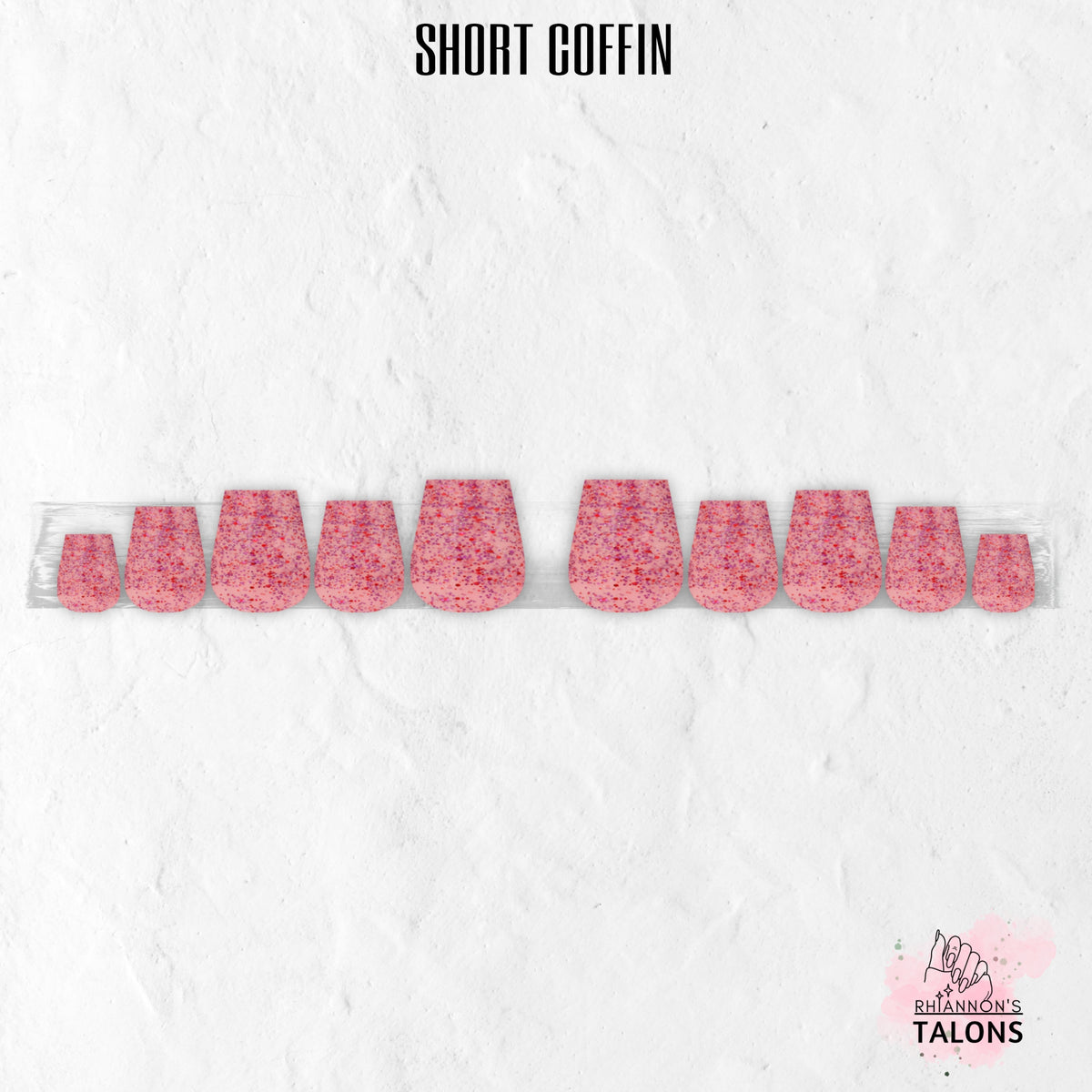 Cupid’s Sprinkles pink red purple glitter press-on nails