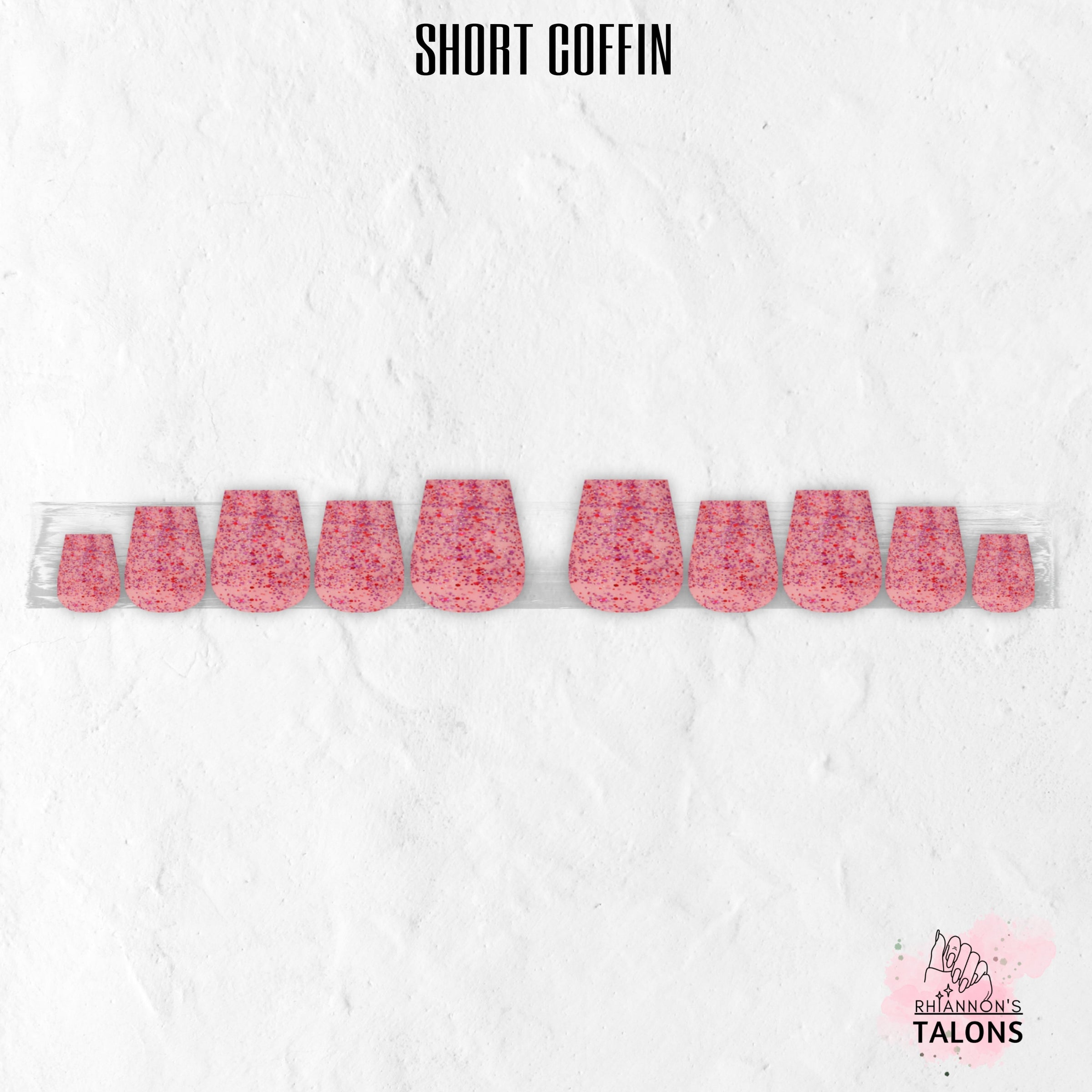 Cupid’s Sprinkles pink red purple glitter press-on nails