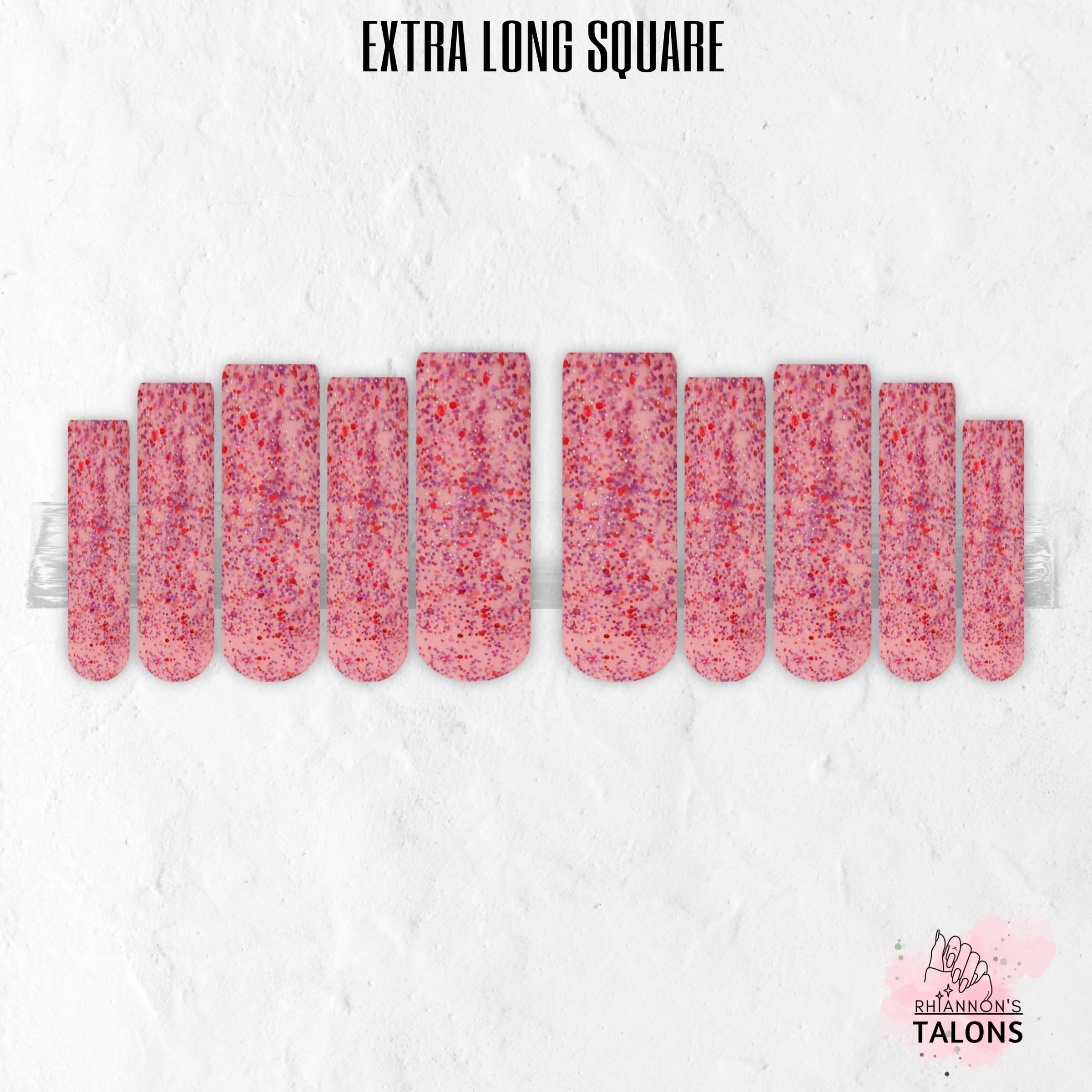 Cupid’s Sprinkles pink red purple glitter press-on nails