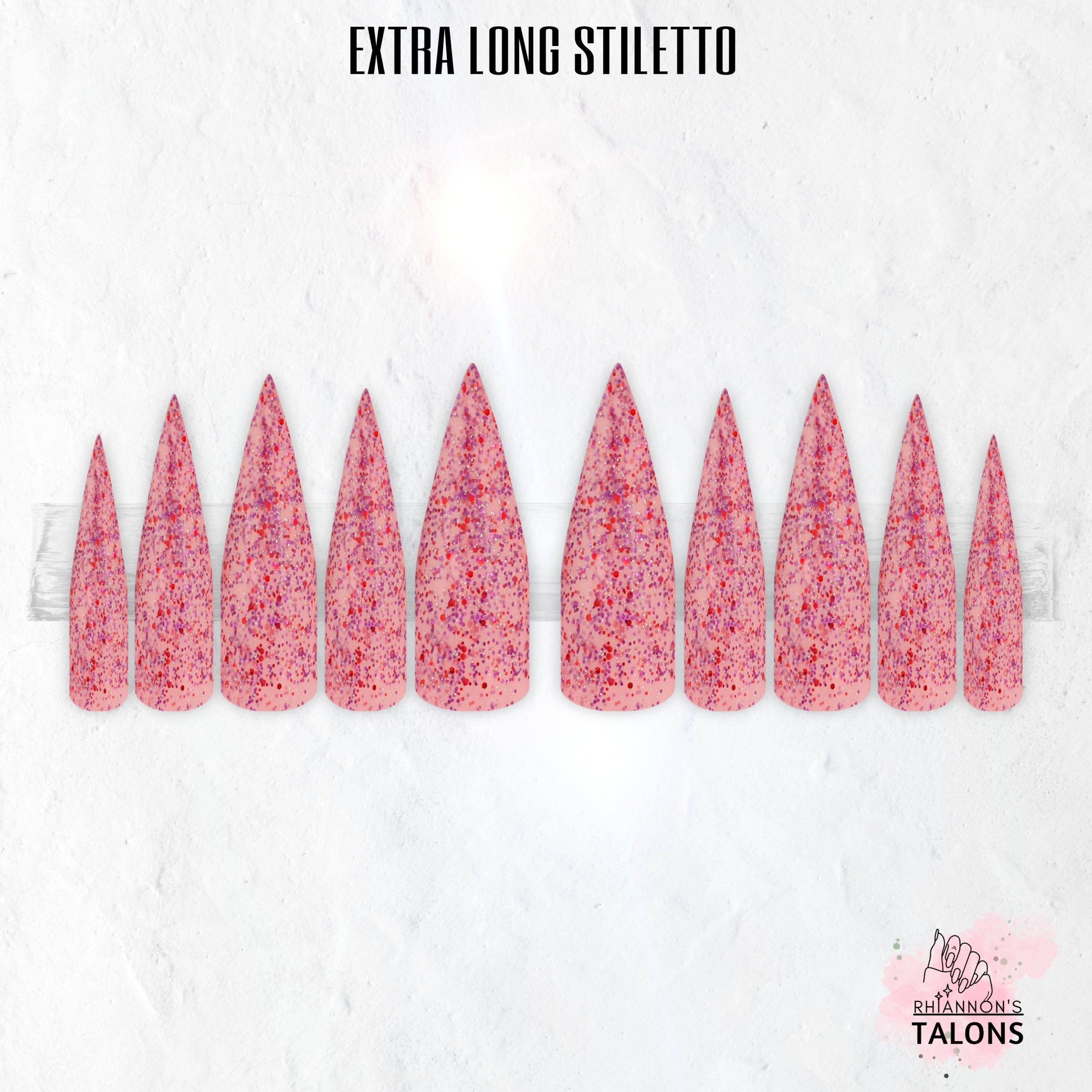 Cupid’s Sprinkles pink red purple glitter press-on nails