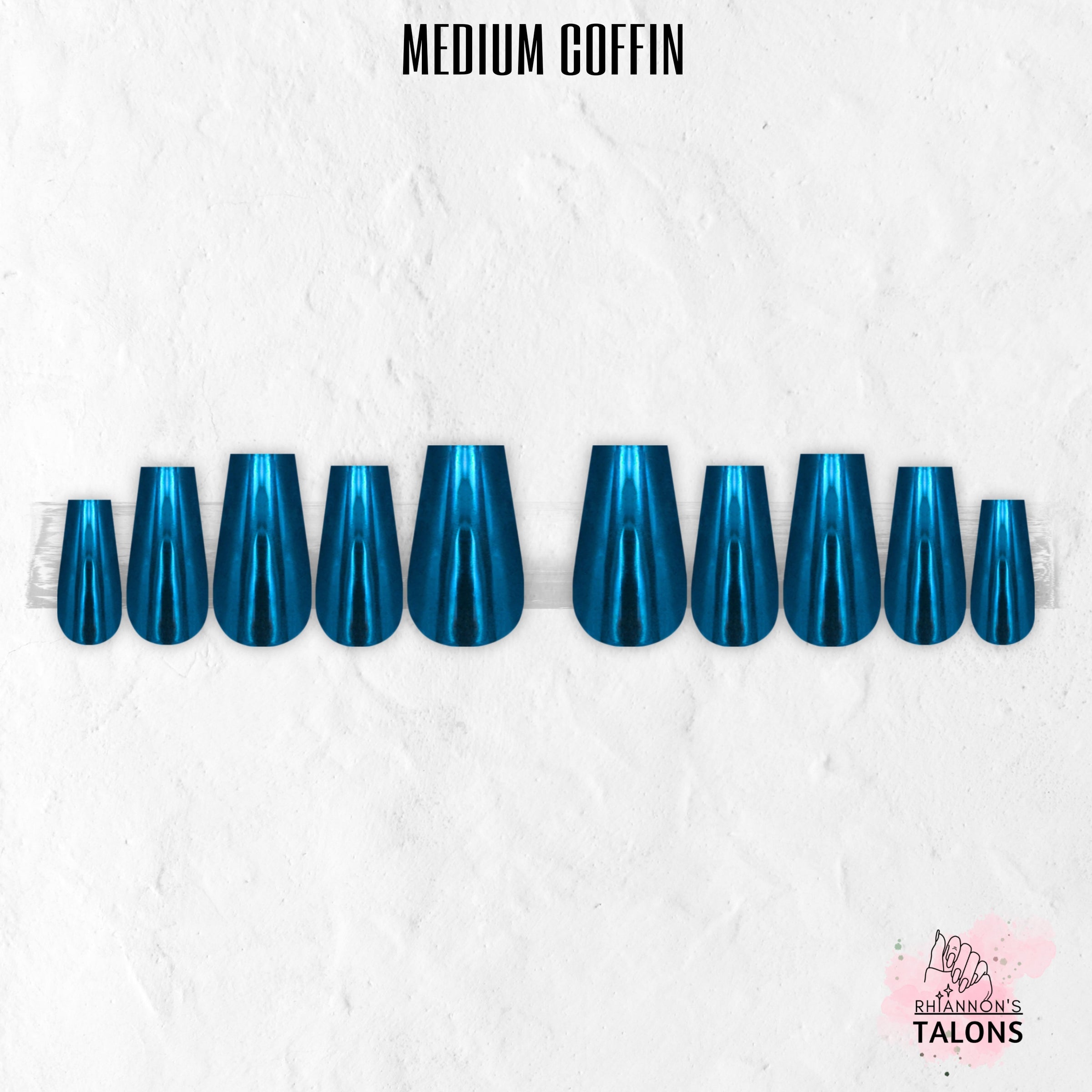 Deep Blue Sea blue chrome press-on nails