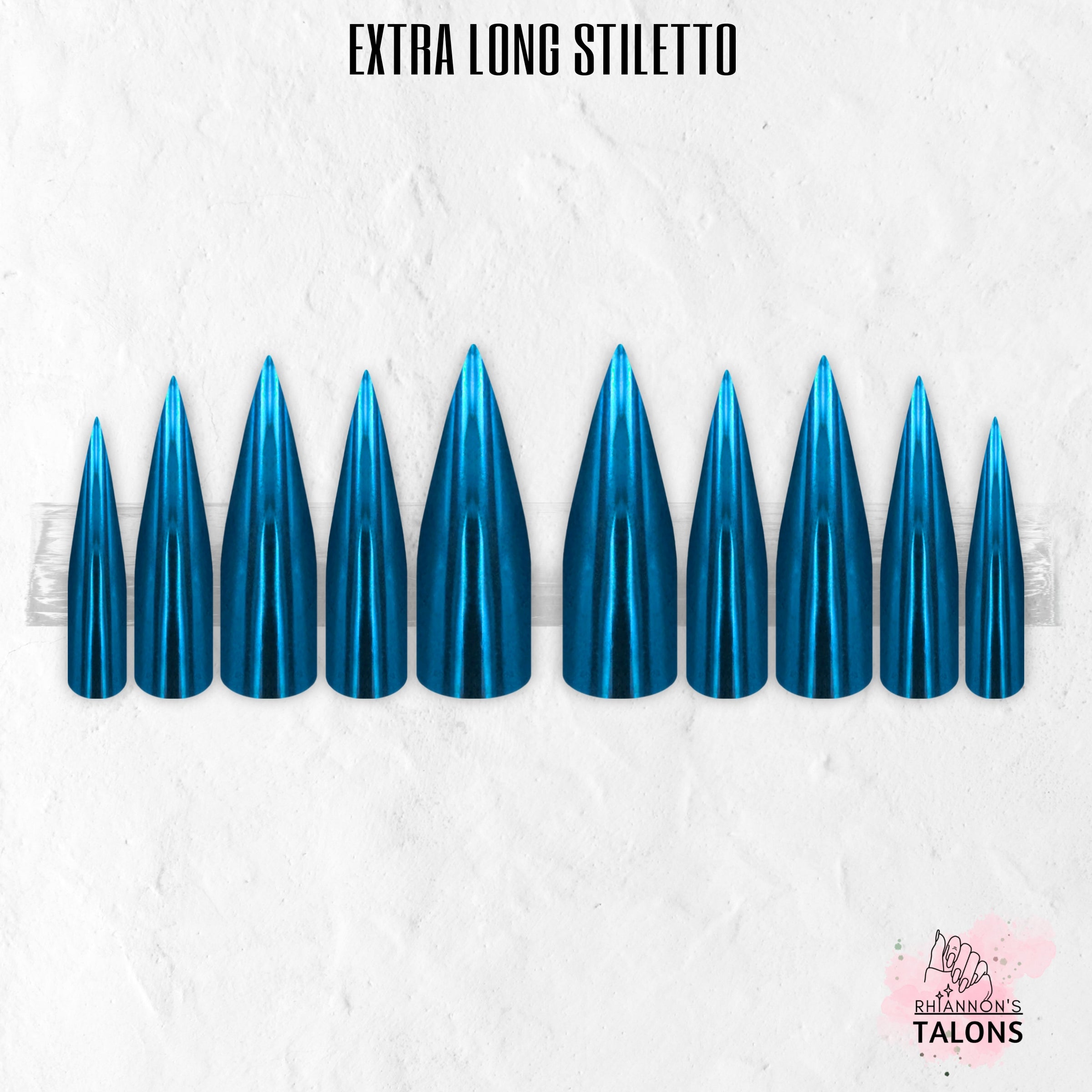 Deep Blue Sea blue chrome press-on nails