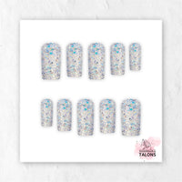 Disco Lights glitter party press-on nails