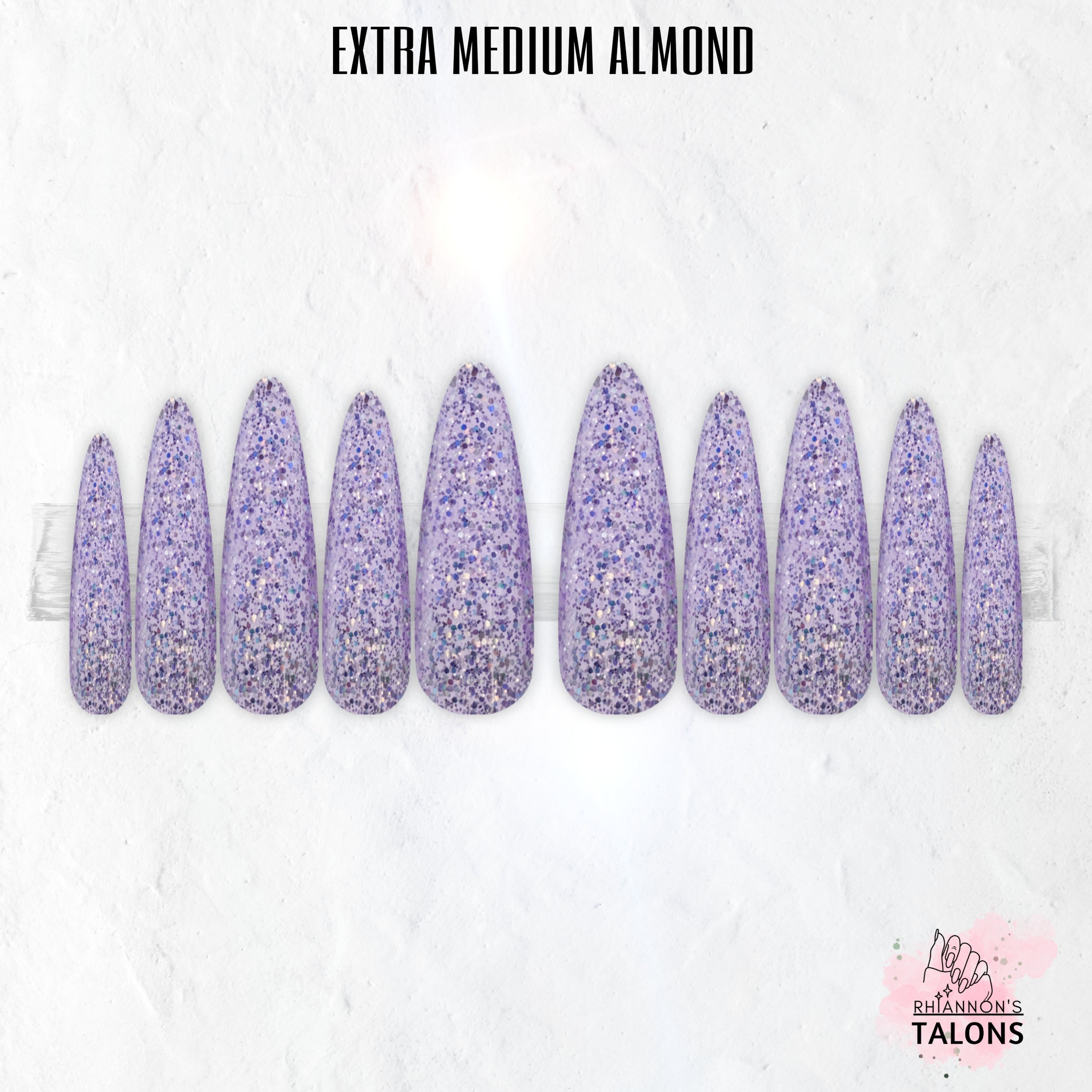 Dreamy Shimmer lavender silver glitter press-on nails