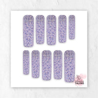Dreamy Shimmer lavender silver glitter press-on nails