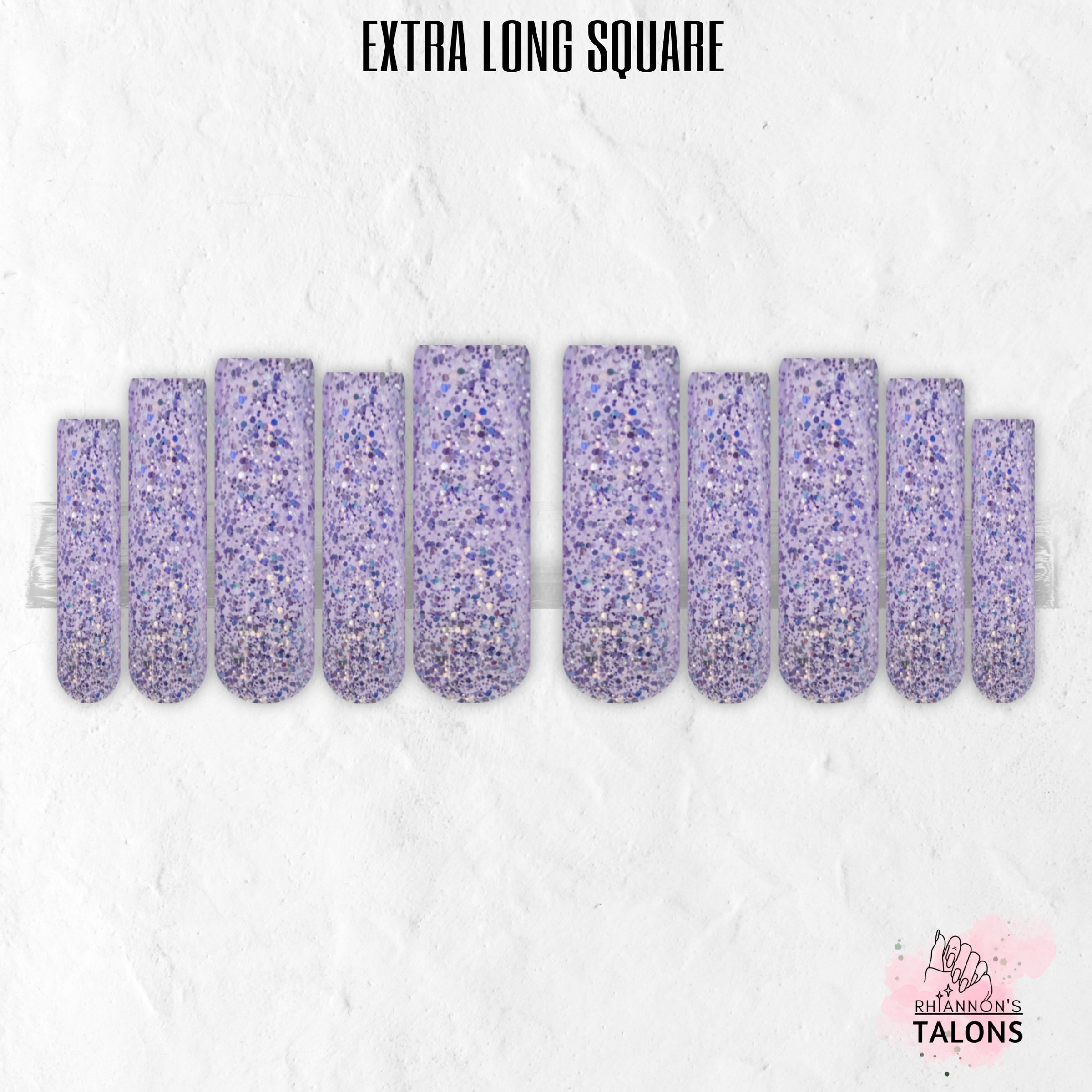 Dreamy Shimmer lavender silver glitter press-on nails