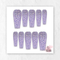 Dreamy Shimmer lavender silver glitter press-on nails