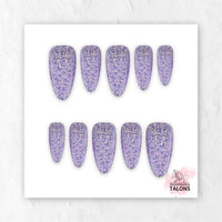 Dreamy Shimmer lavender silver glitter press-on nails