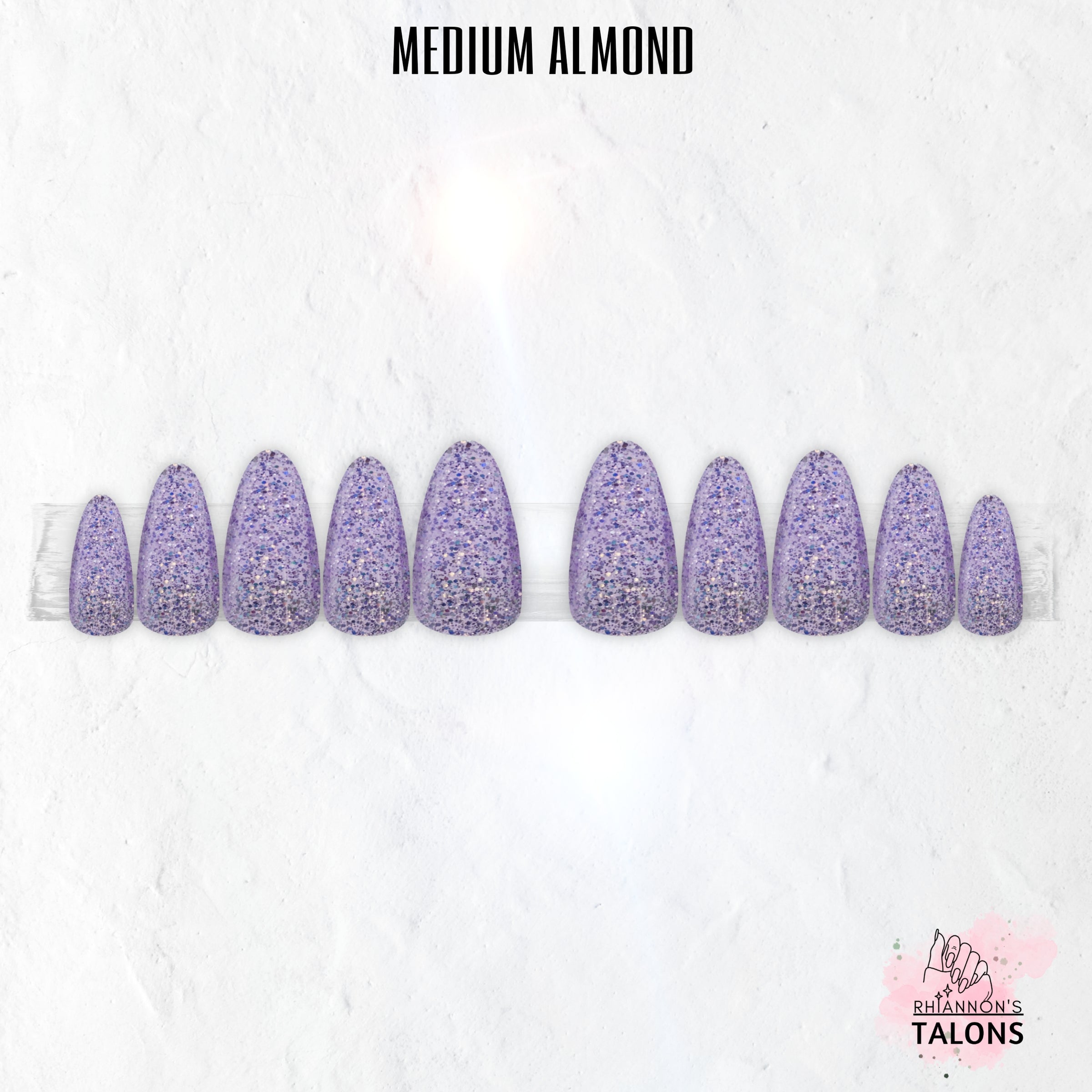 Dreamy Shimmer lavender silver glitter press-on nails
