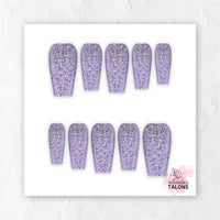 Dreamy Shimmer lavender silver glitter press-on nails