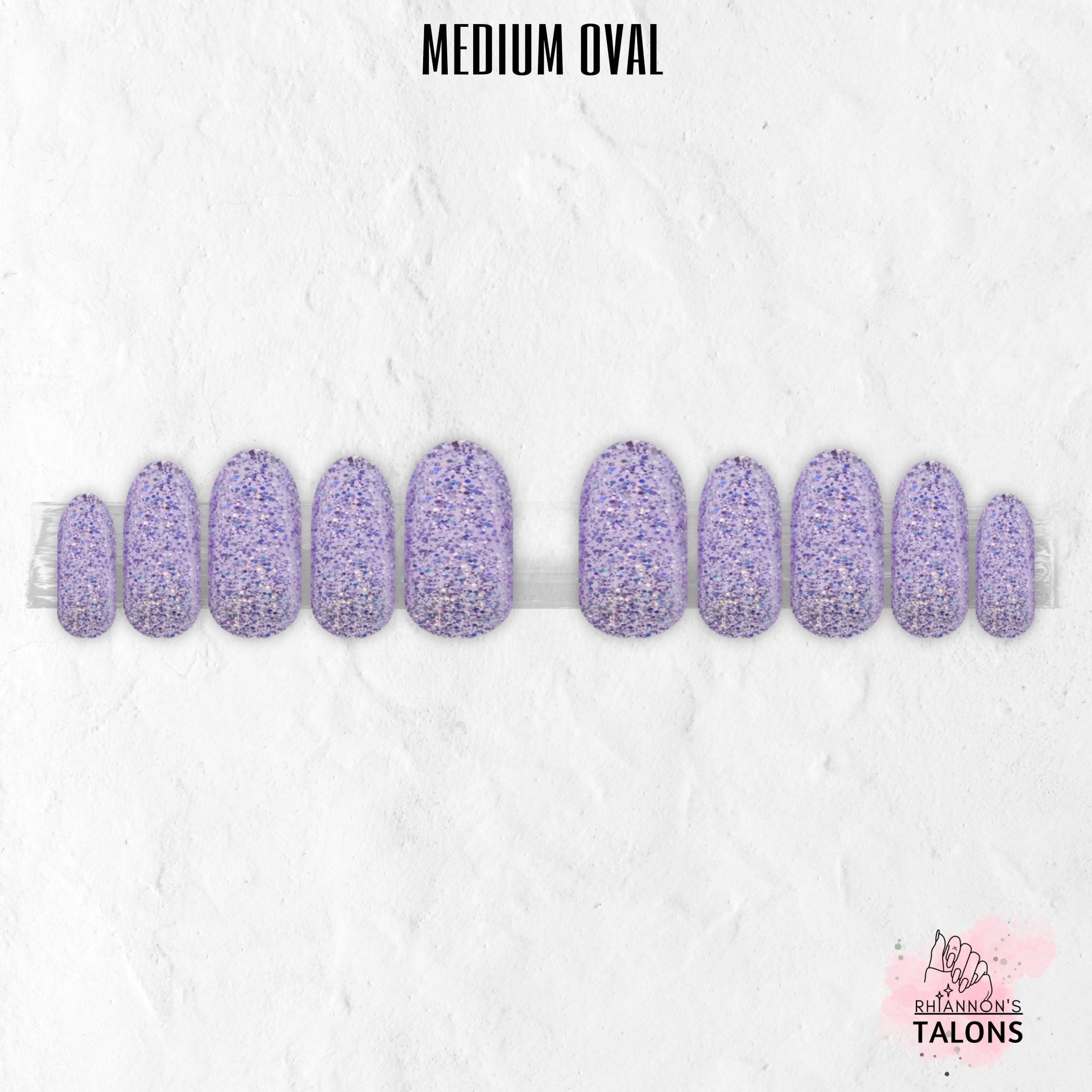 Dreamy Shimmer lavender silver glitter press-on nails