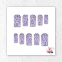Dreamy Shimmer lavender silver glitter press-on nails