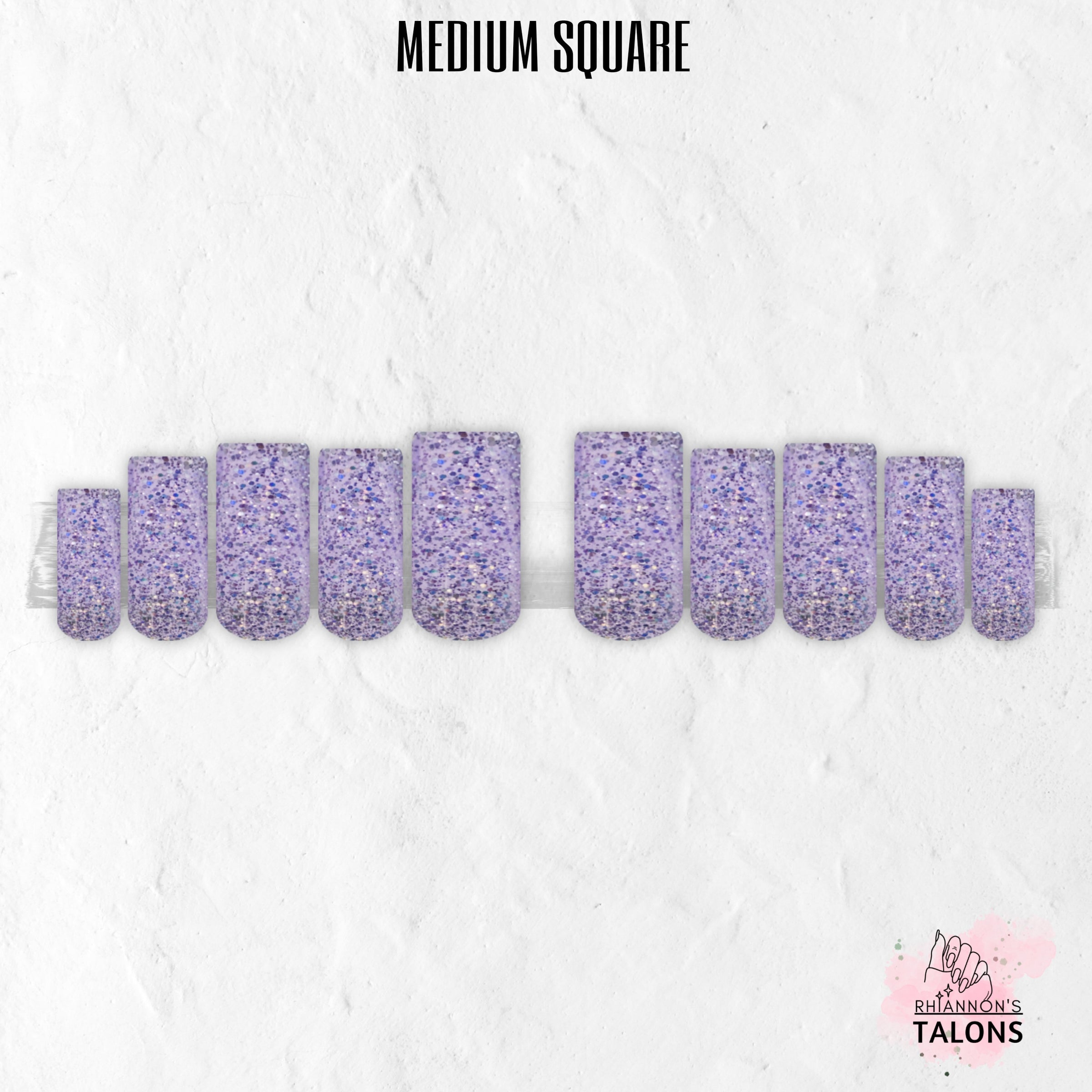 Dreamy Shimmer lavender silver glitter press-on nails