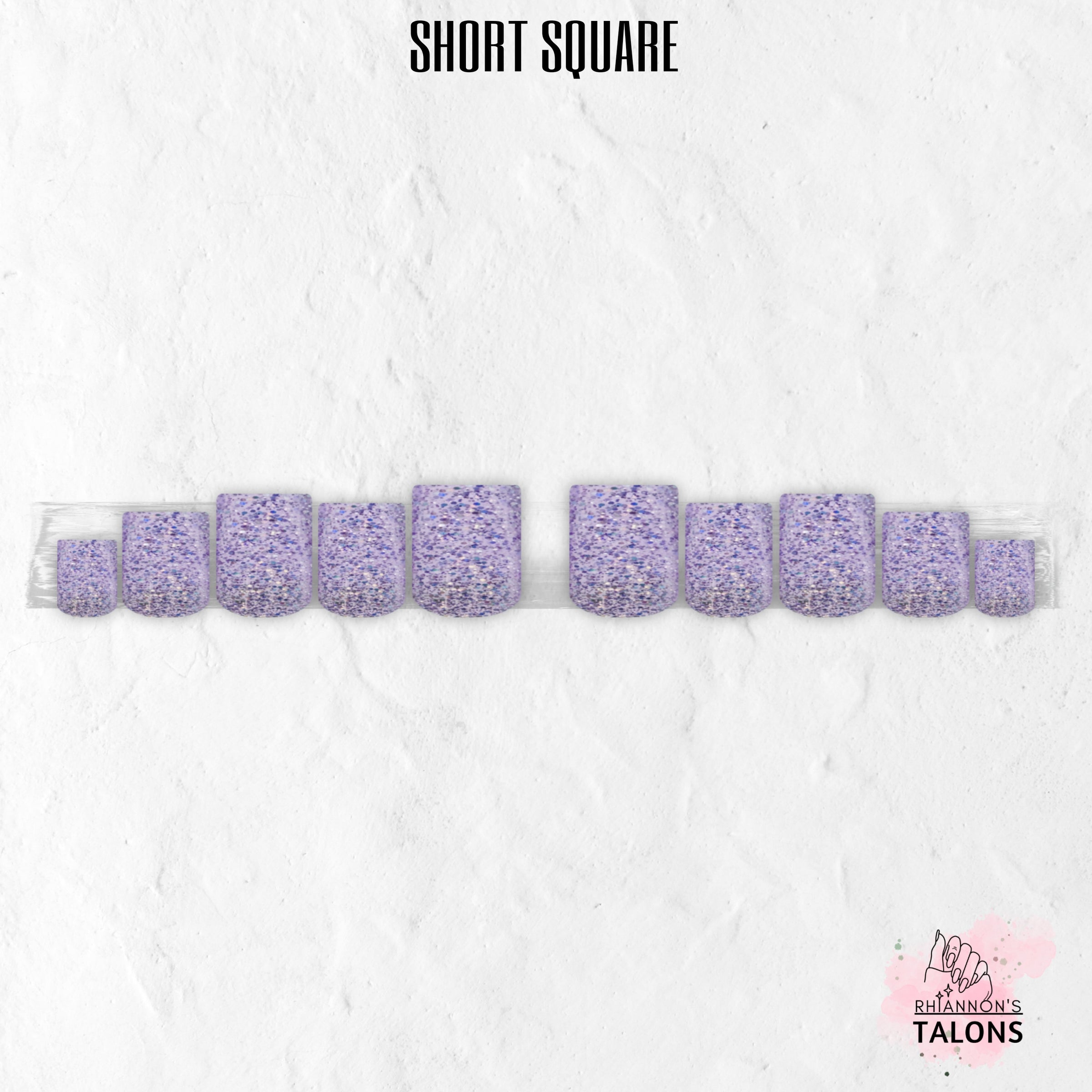 Dreamy Shimmer lavender silver glitter press-on nails