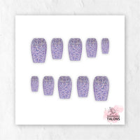 Dreamy Shimmer lavender silver glitter press-on nails