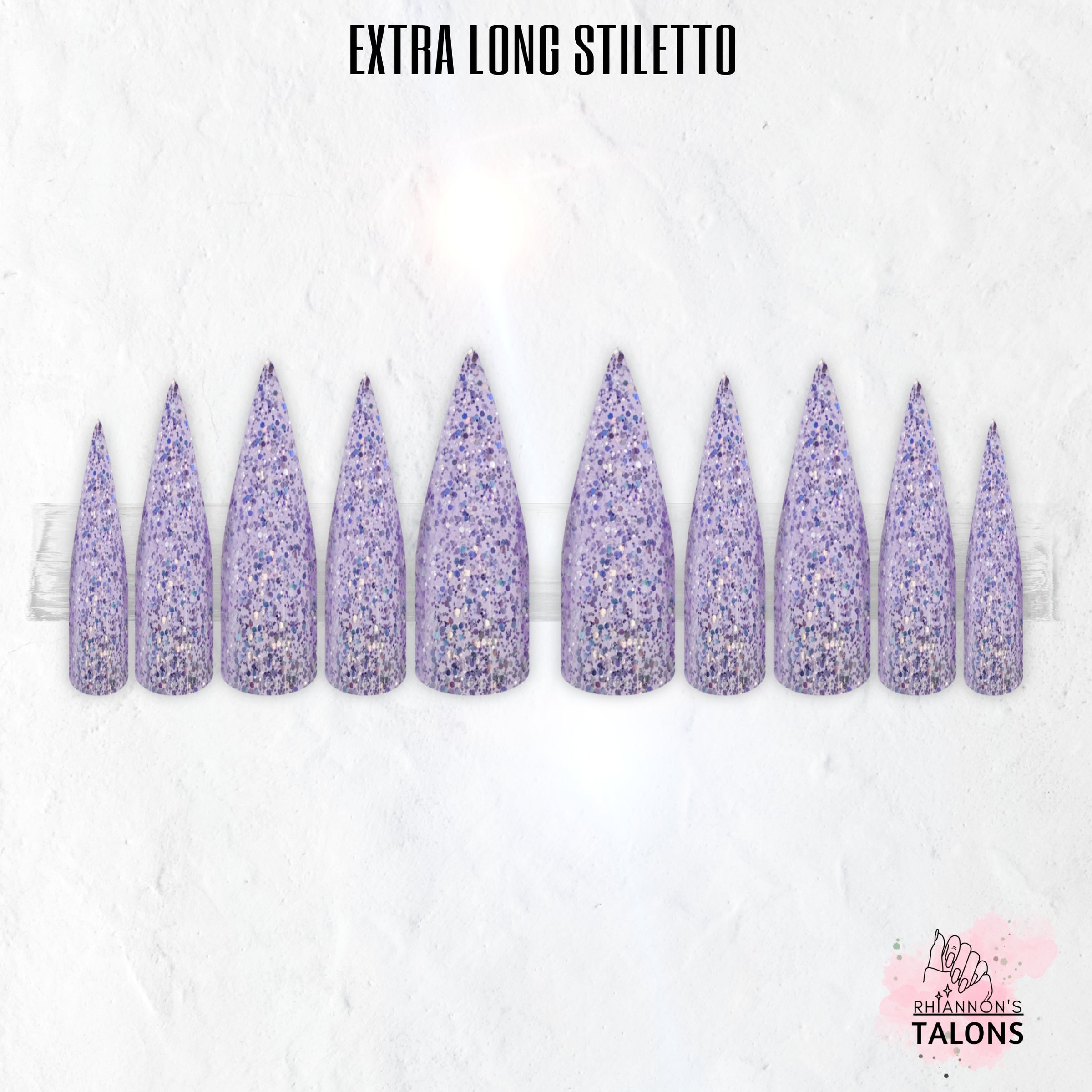 Dreamy Shimmer lavender silver glitter press-on nails