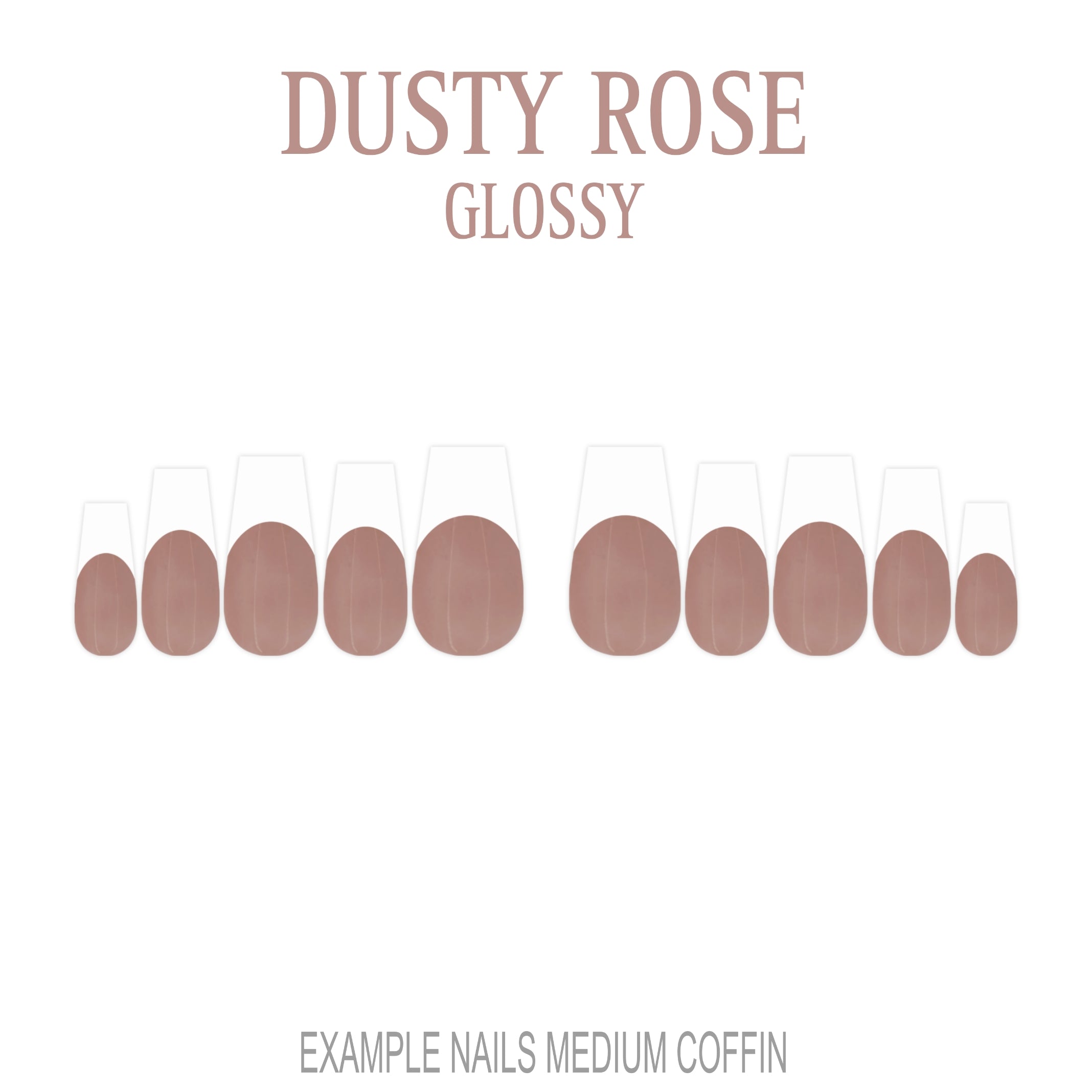Dusty Rose pink French tip press-on nails