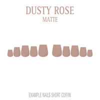 Dusty Rose muted pink short coffin press-on nails with matte finish