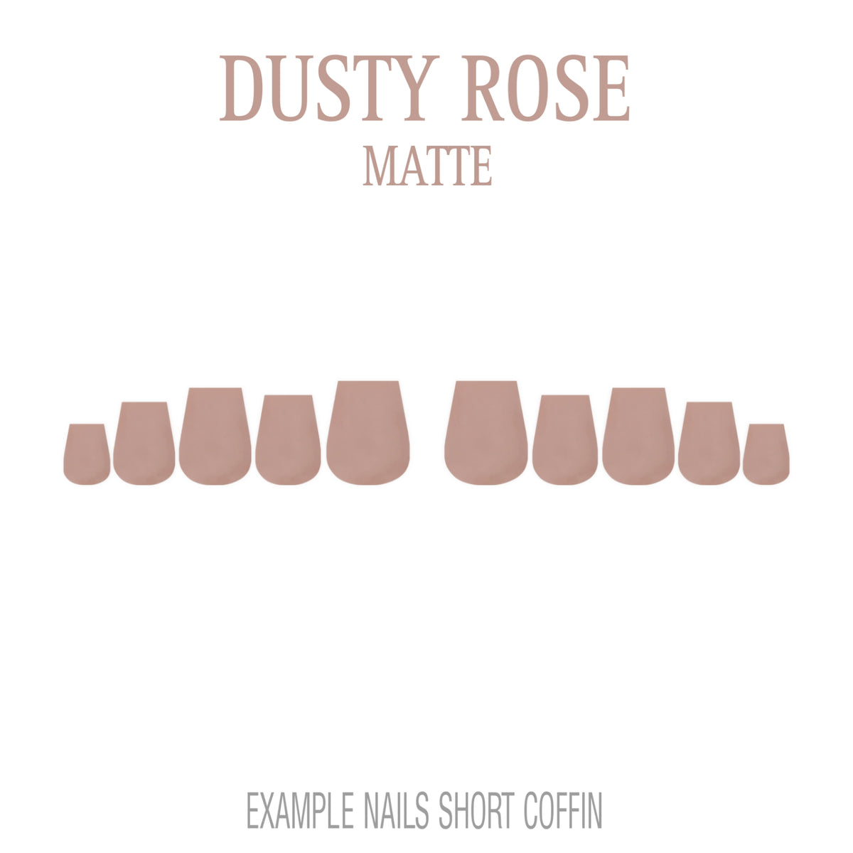 Dusty Rose muted pink short coffin press-on nails with matte finish