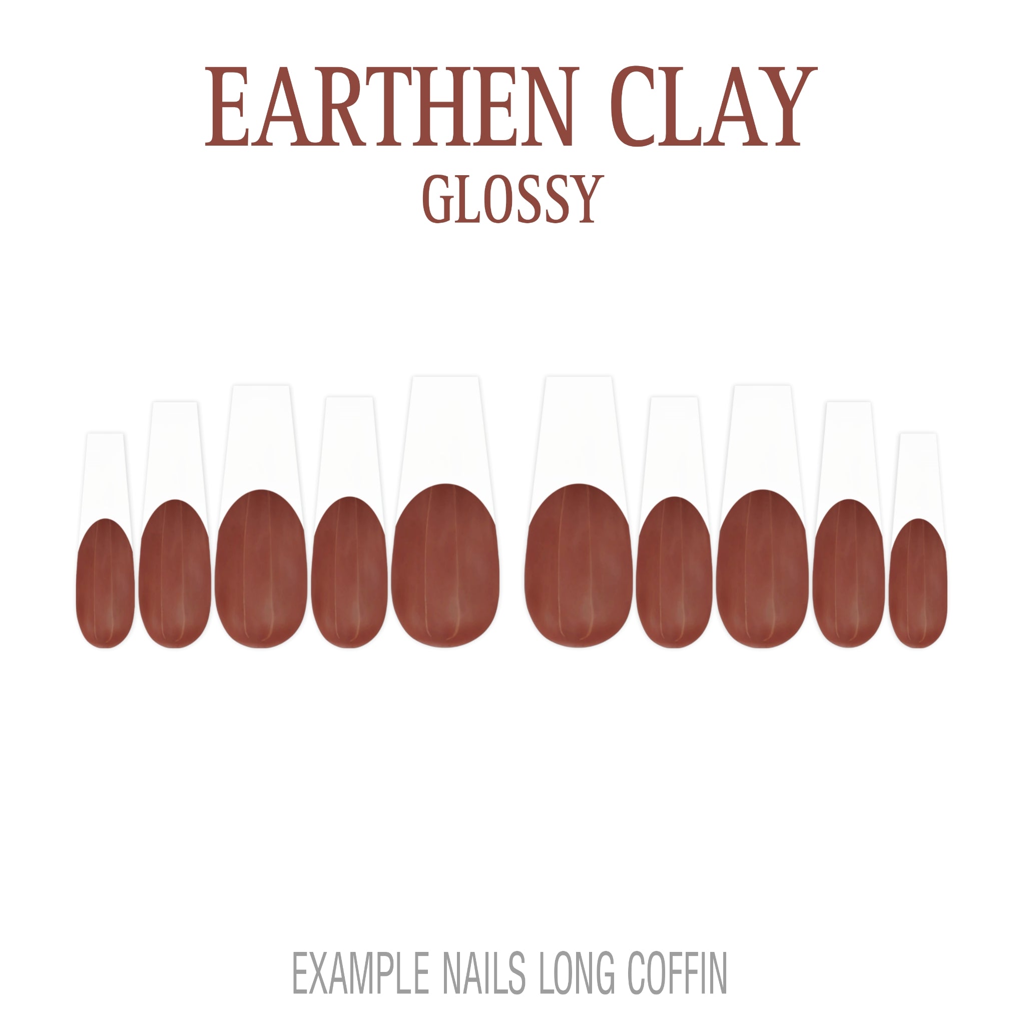 Earthen Clay brown French tip press-on nails