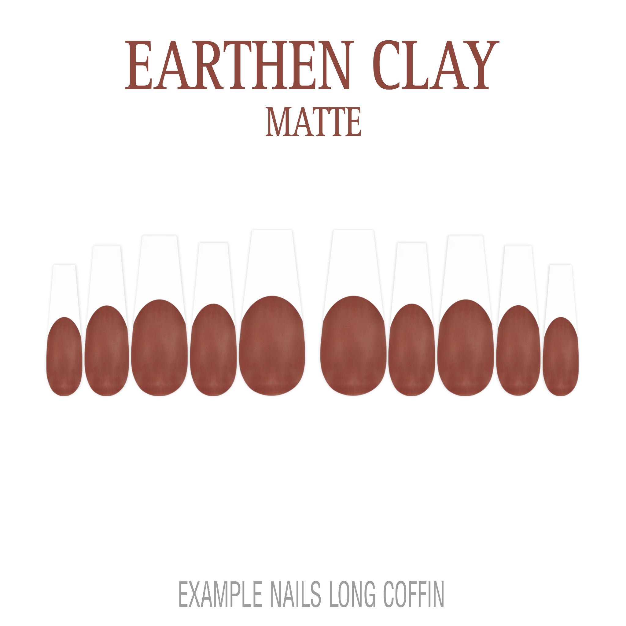 Earthen Clay brown French tip press-on nails