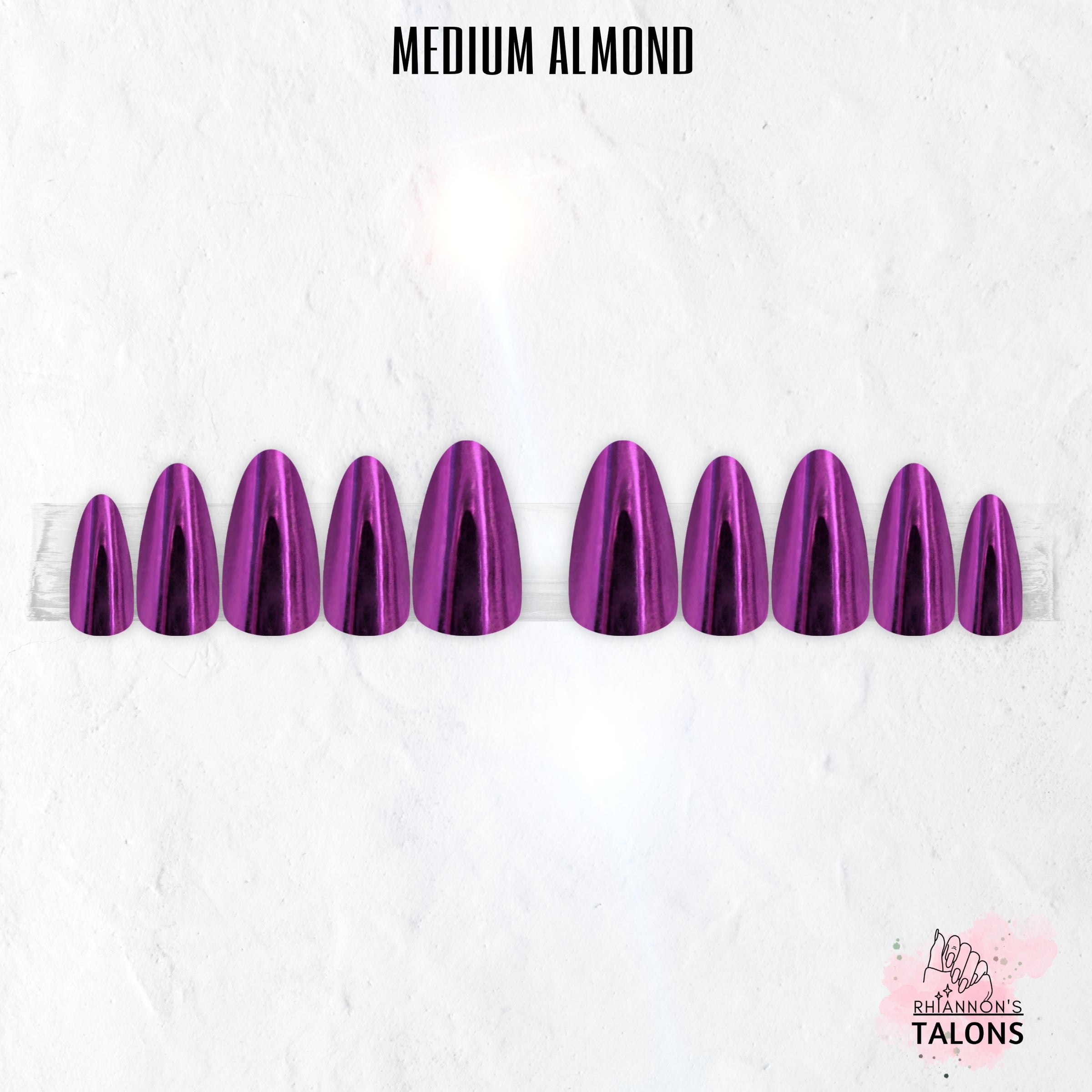 Electric Orchid purple chrome press-on nails