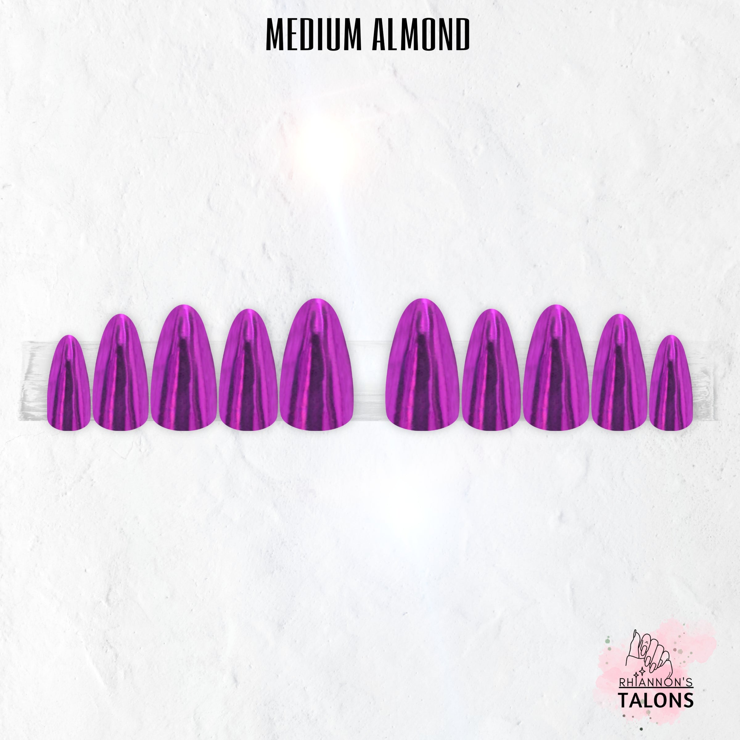 Electric Orchid purple chrome press-on nails