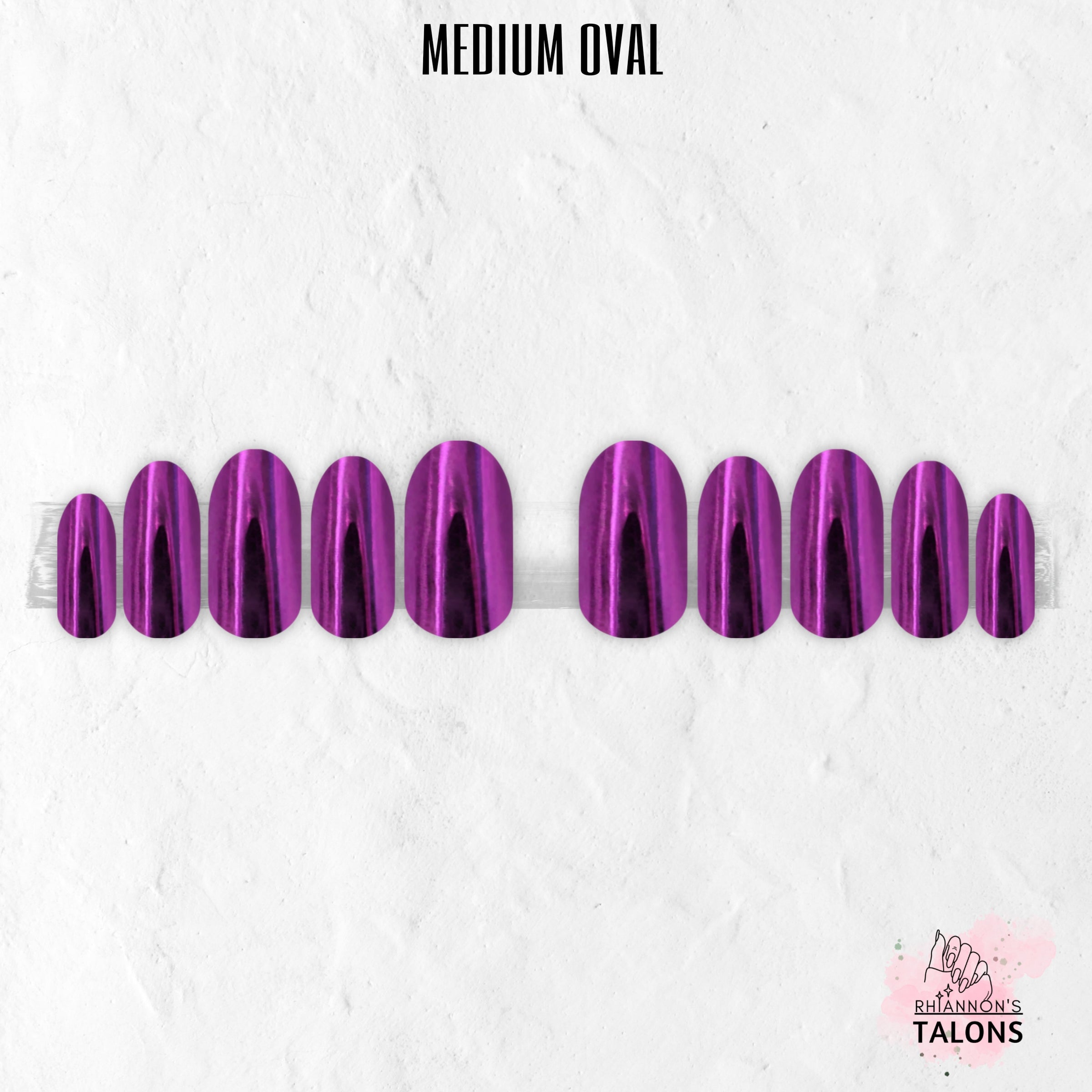 Electric Orchid purple chrome press-on nails