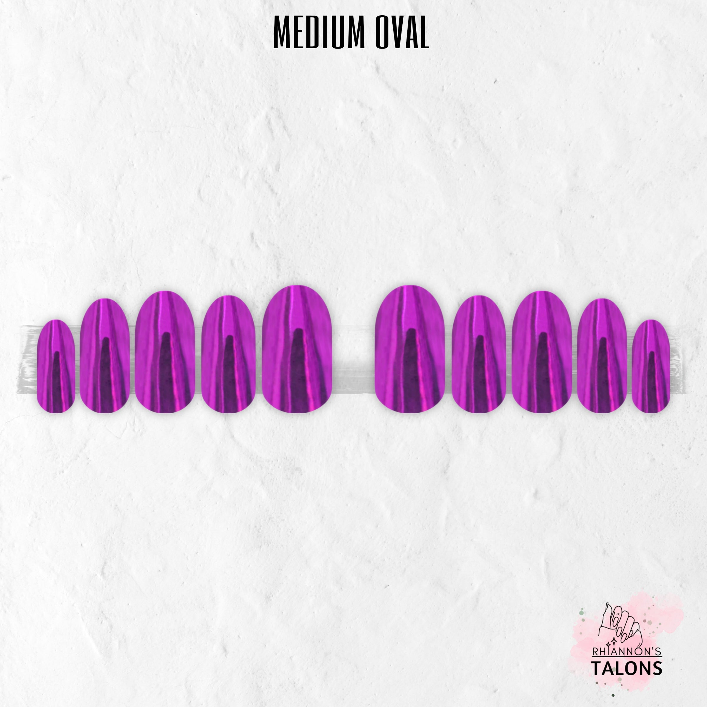 Electric Orchid purple chrome press-on nails