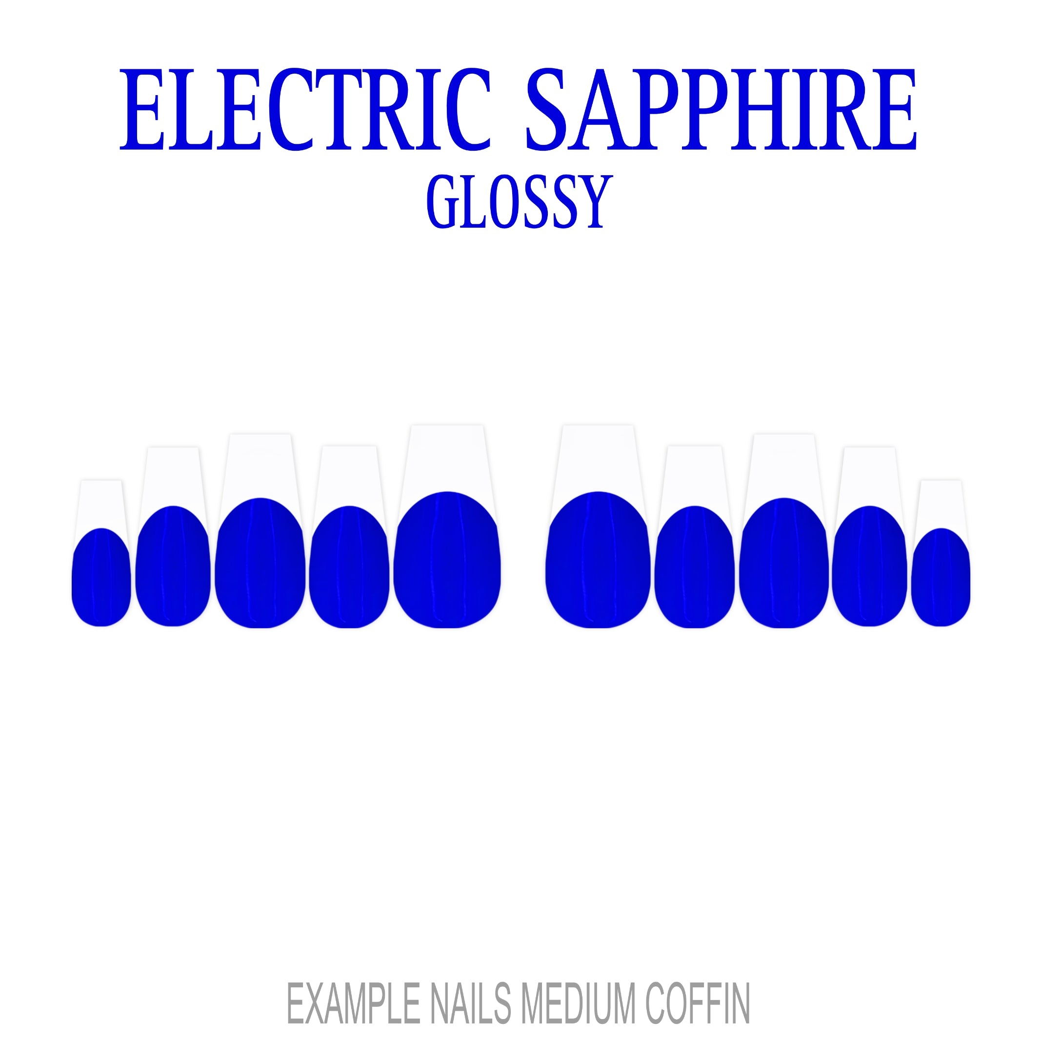 Electric Sapphire blue French tip press-on nails