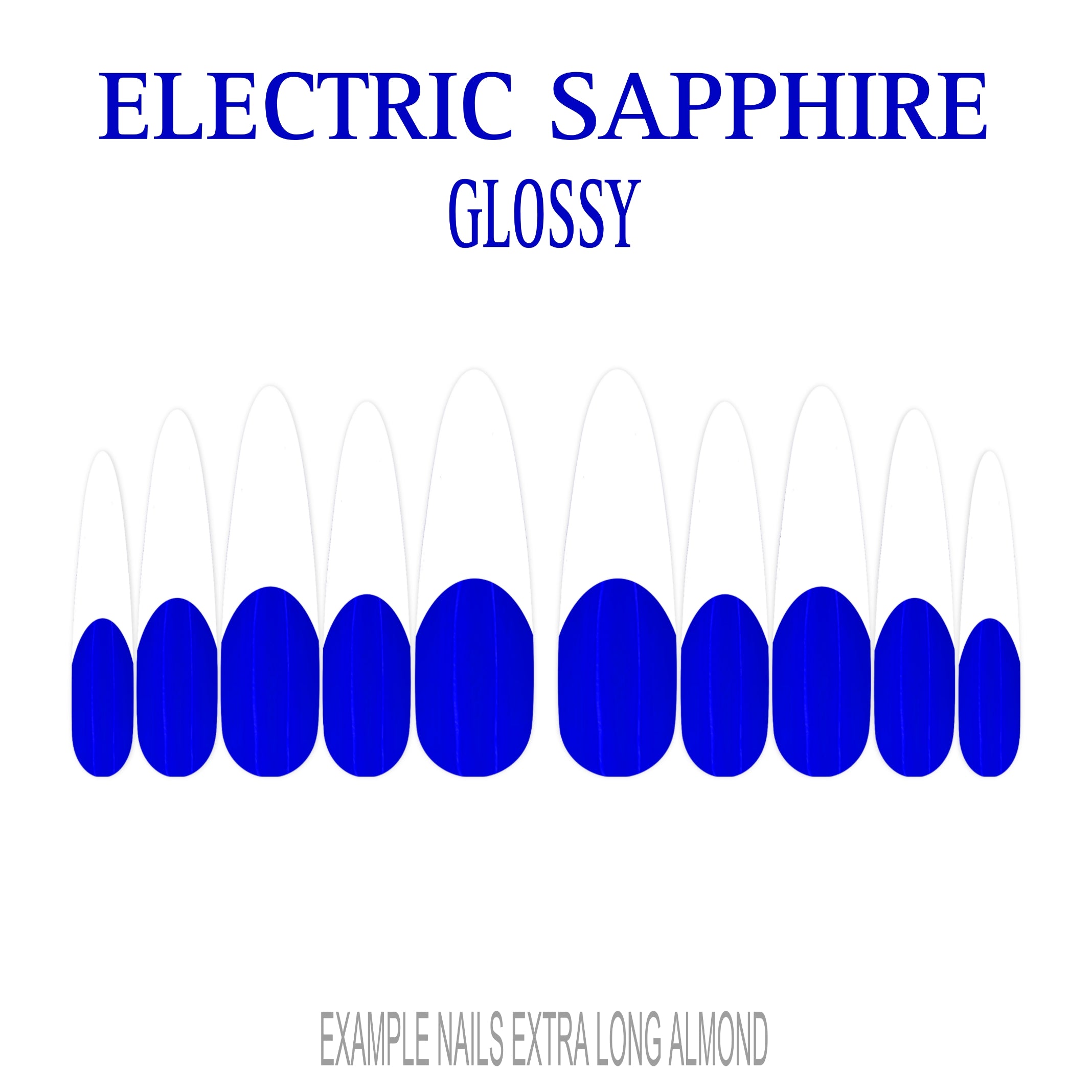 Electric Sapphire blue French tip press-on nails