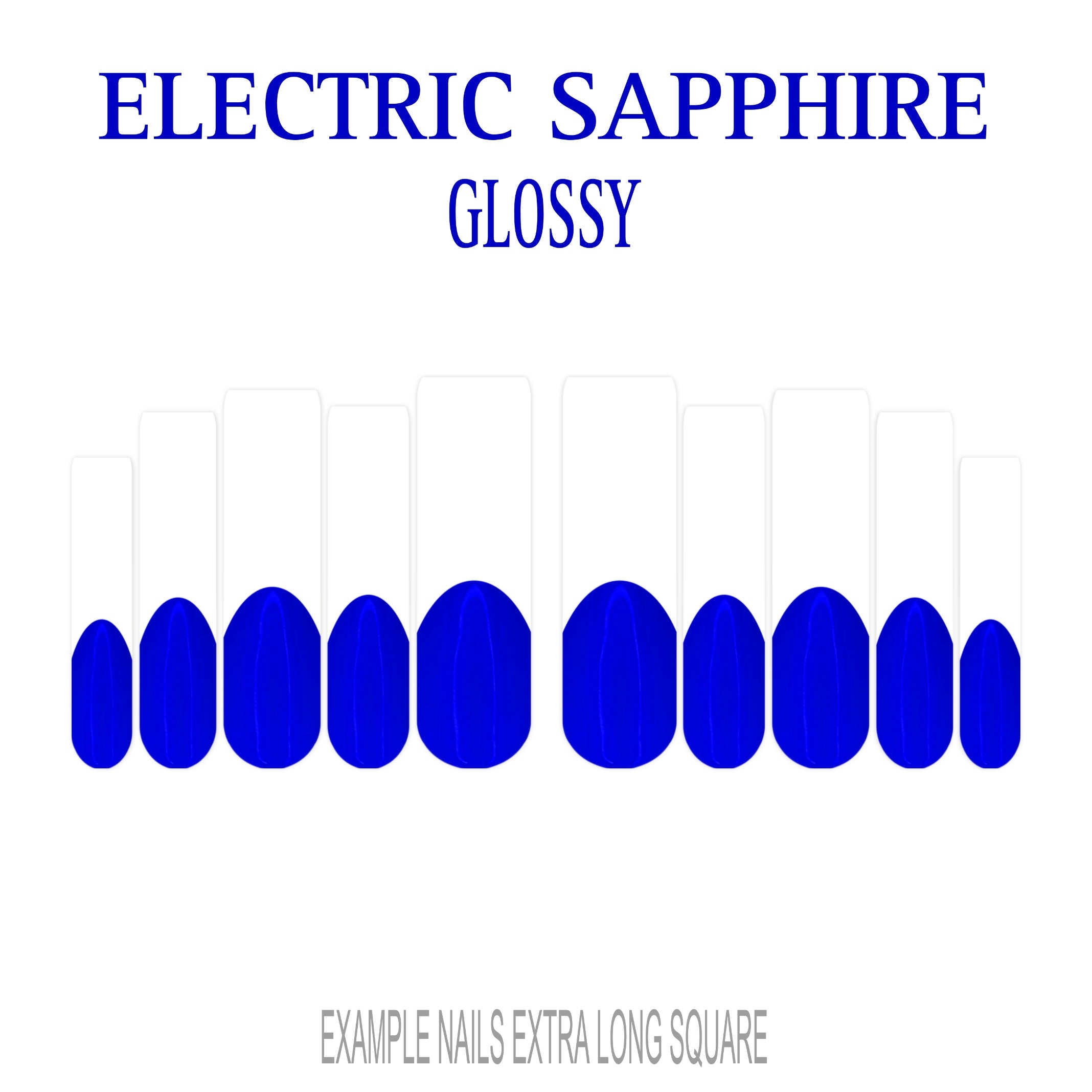 Electric Sapphire blue French tip press-on nails