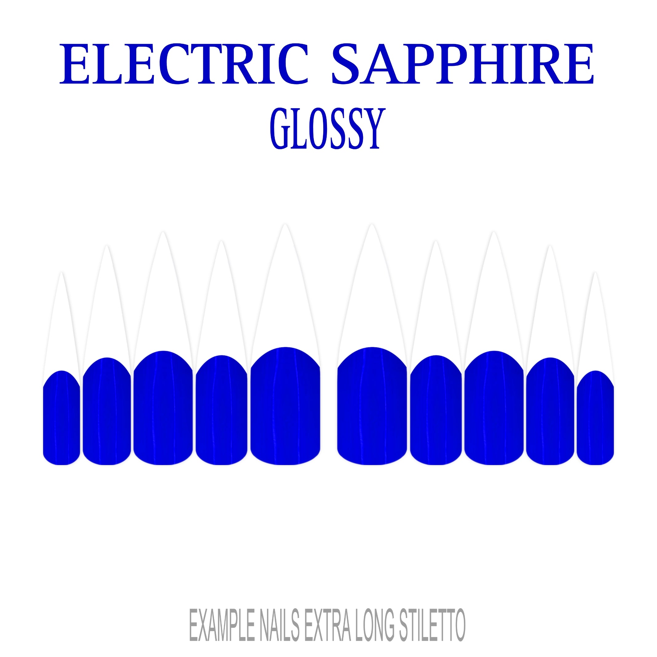 Electric Sapphire blue French tip press-on nails