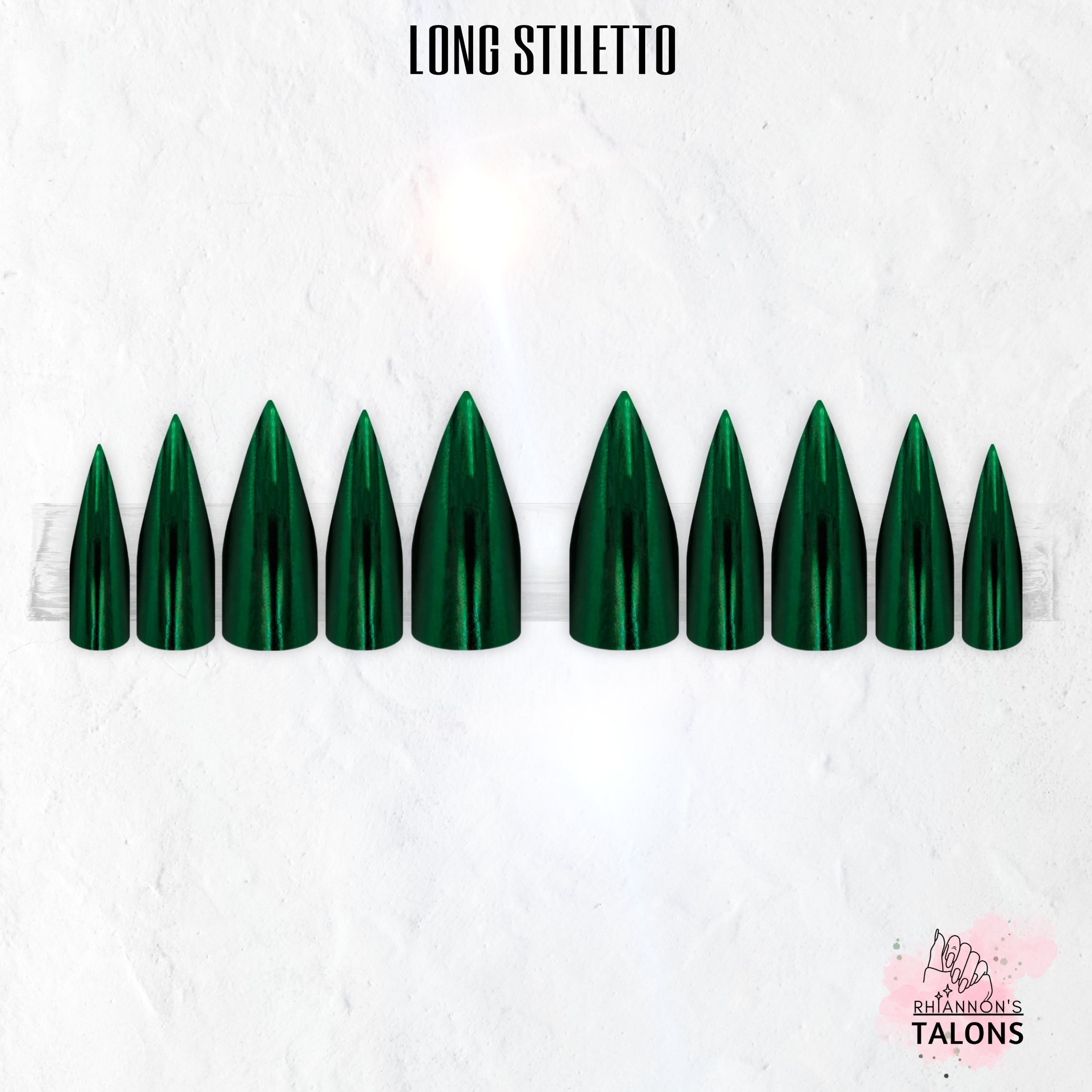 Emerald Shock emerald green chrome press-on nails