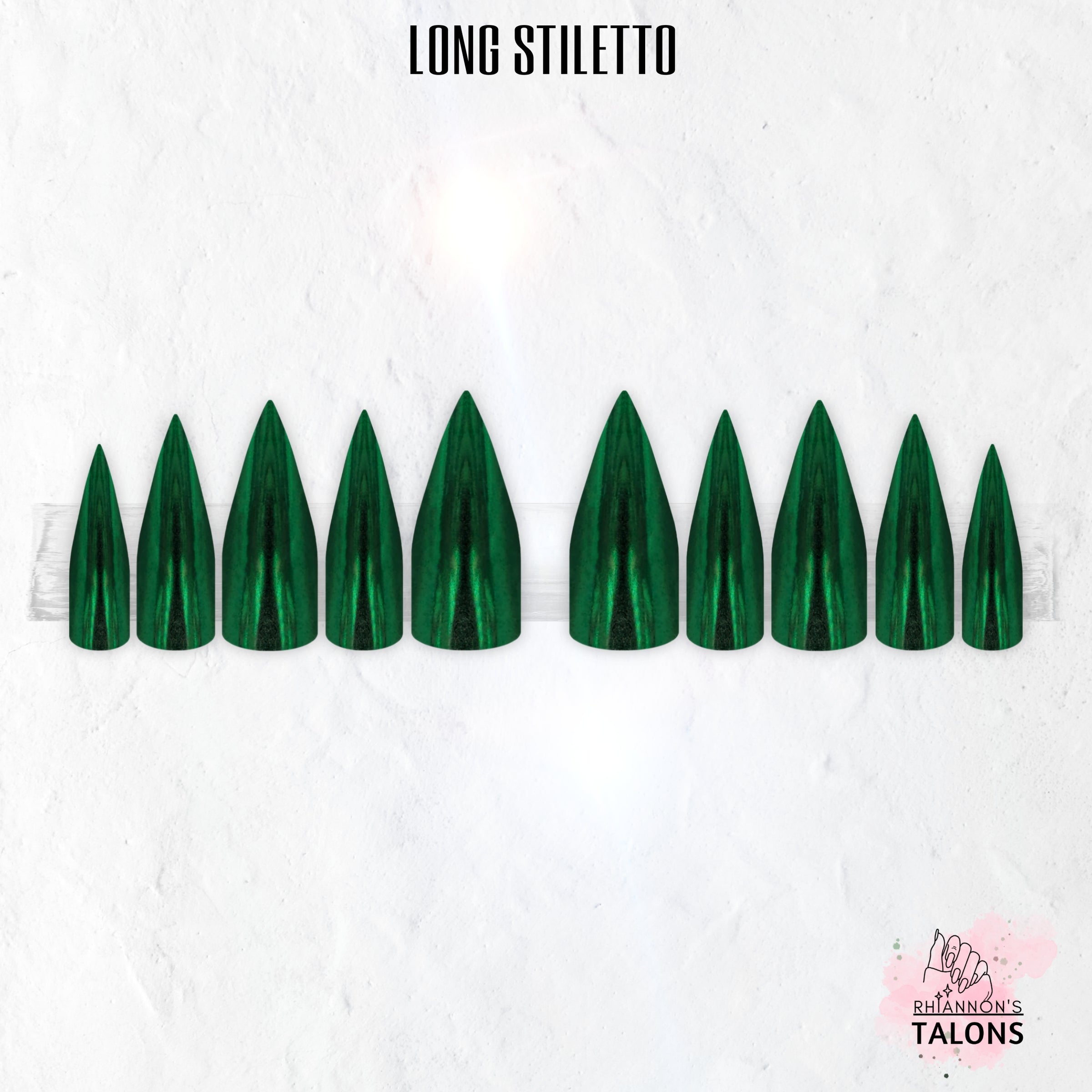 Emerald Shock emerald green chrome press-on nails
