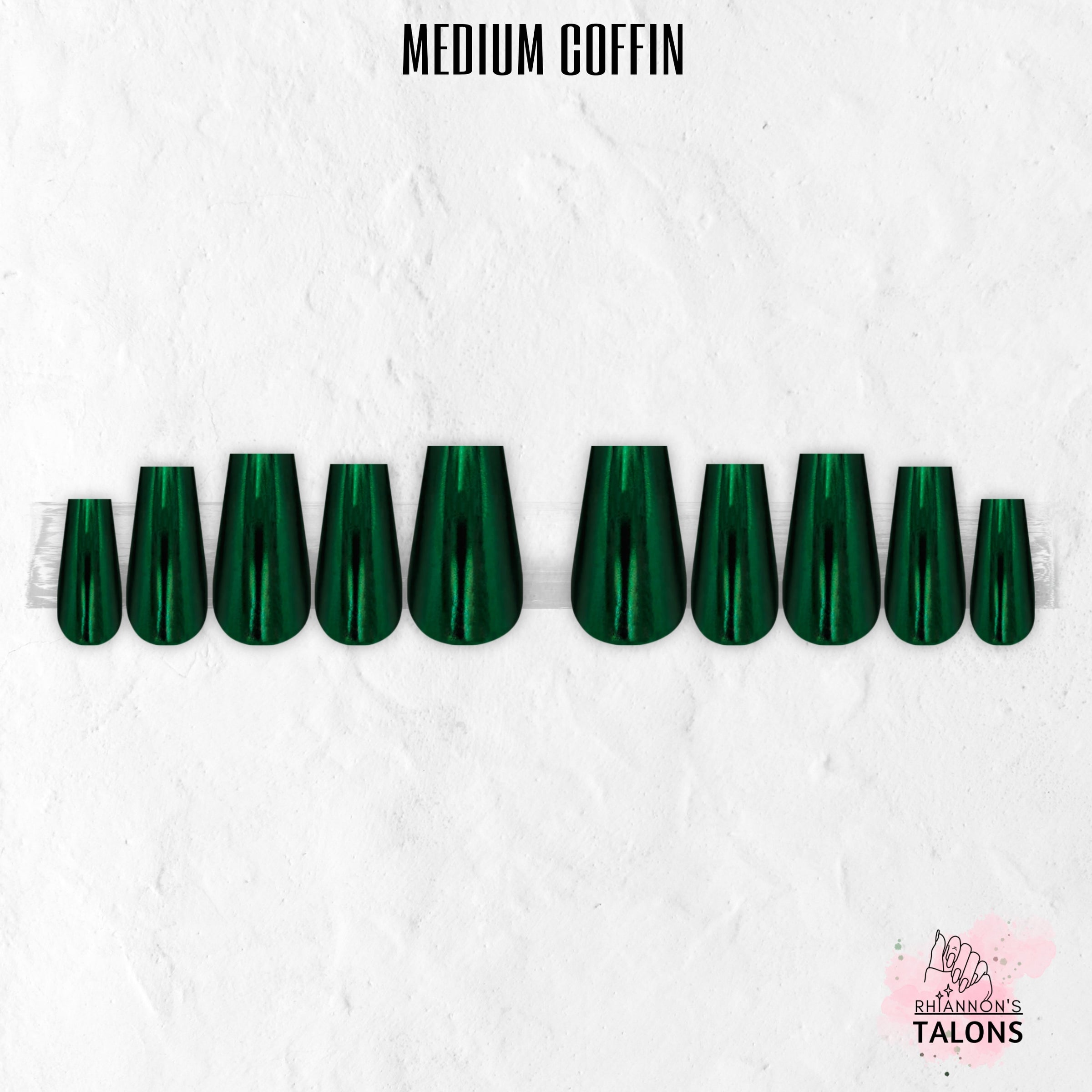 Emerald Shock emerald green chrome press-on nails