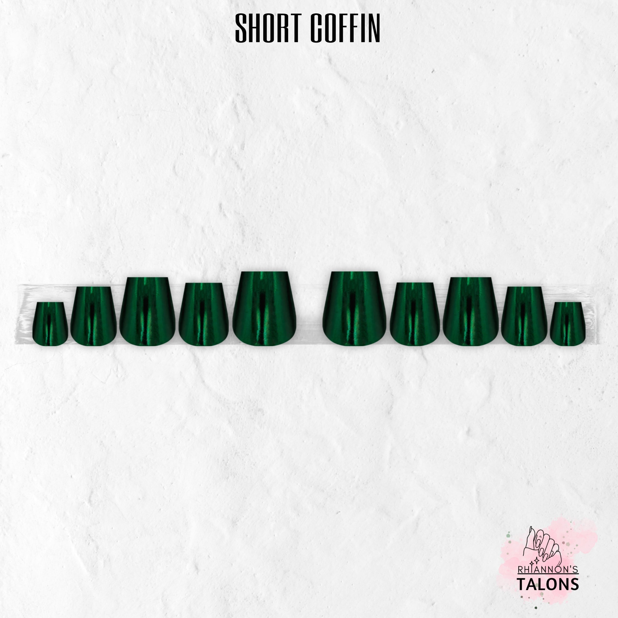 Emerald Shock emerald green chrome press-on nails