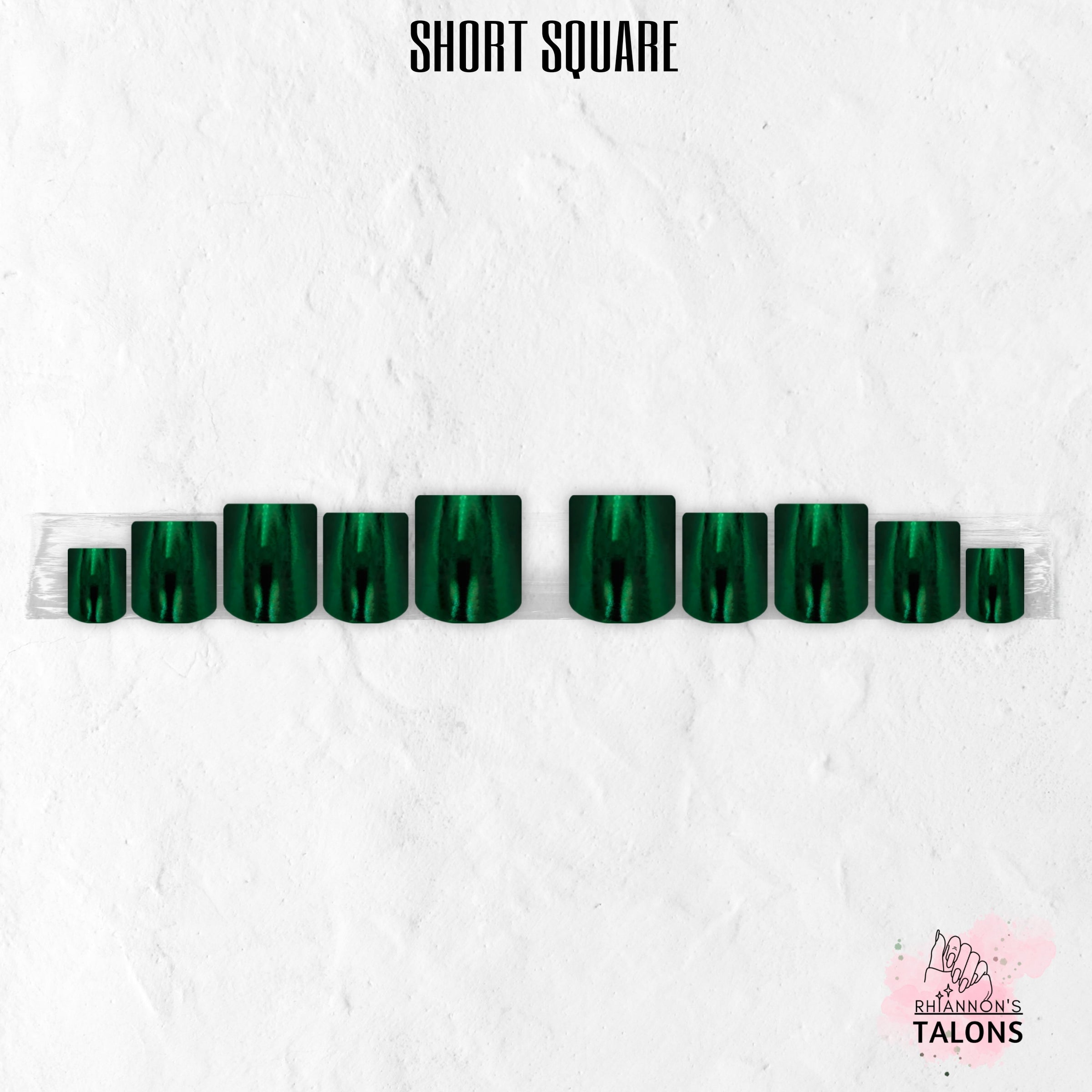 Emerald Shock emerald green chrome press-on nails