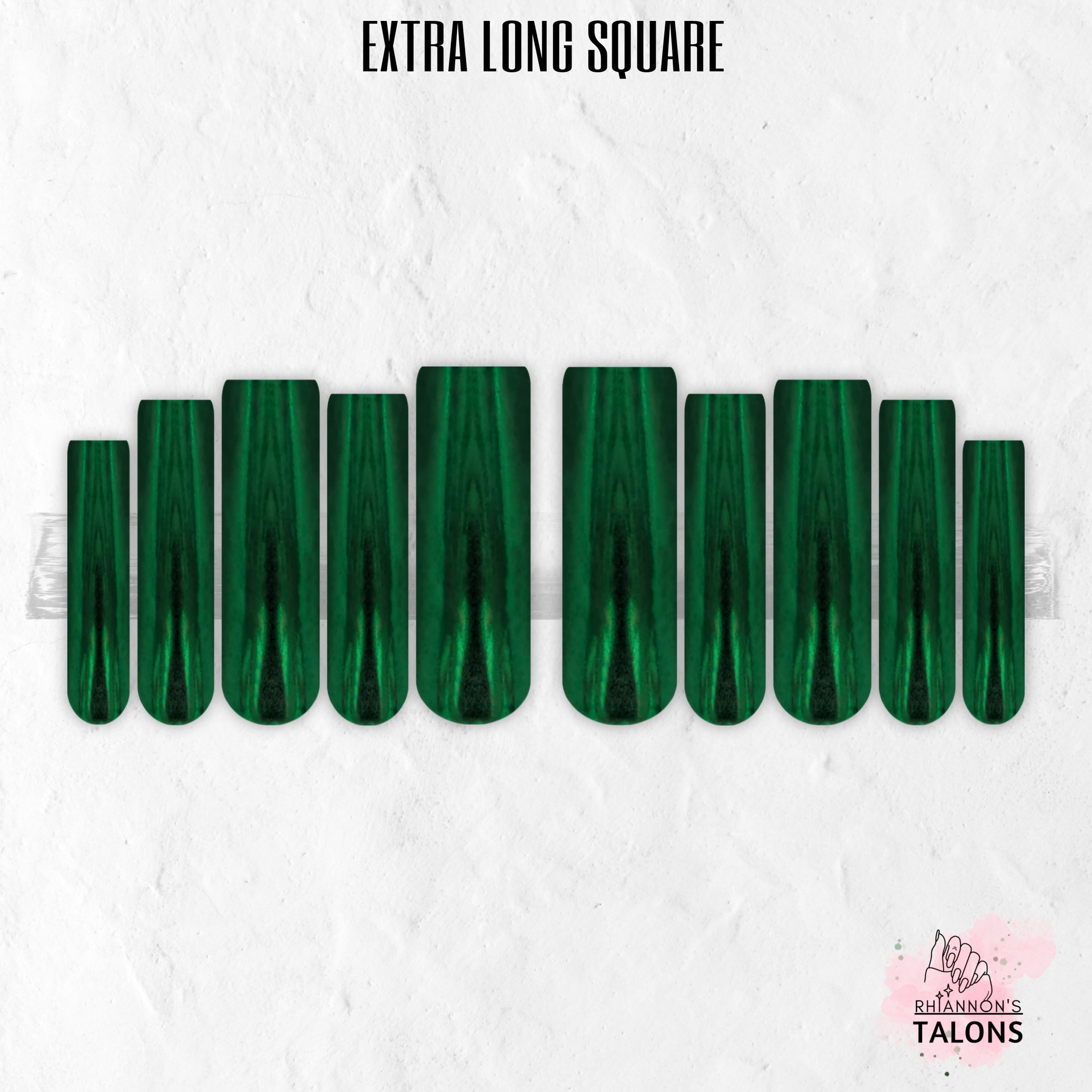 Emerald Shock emerald green chrome press-on nails