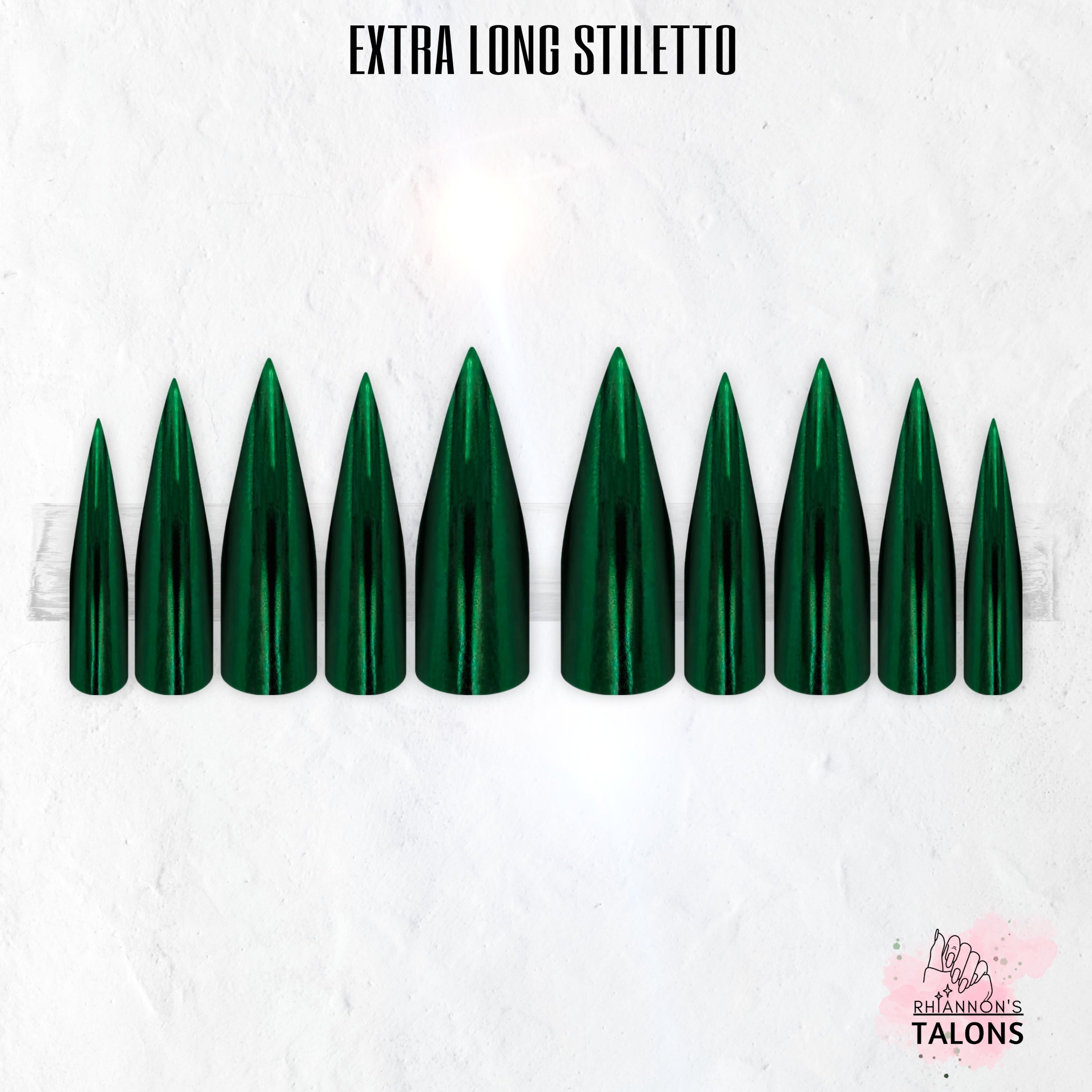 Emerald Shock emerald green chrome press-on nails
