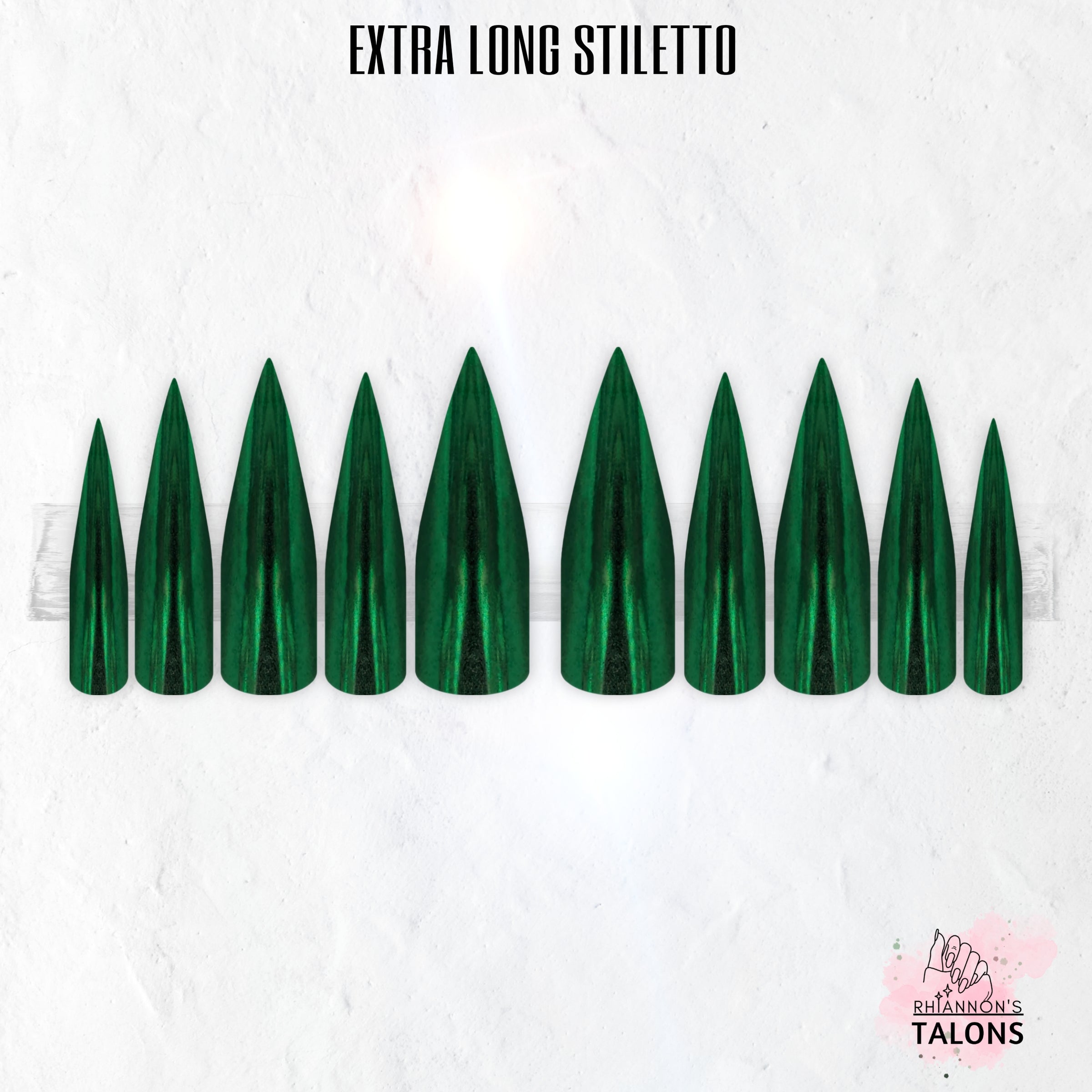 Emerald Shock emerald green chrome press-on nails