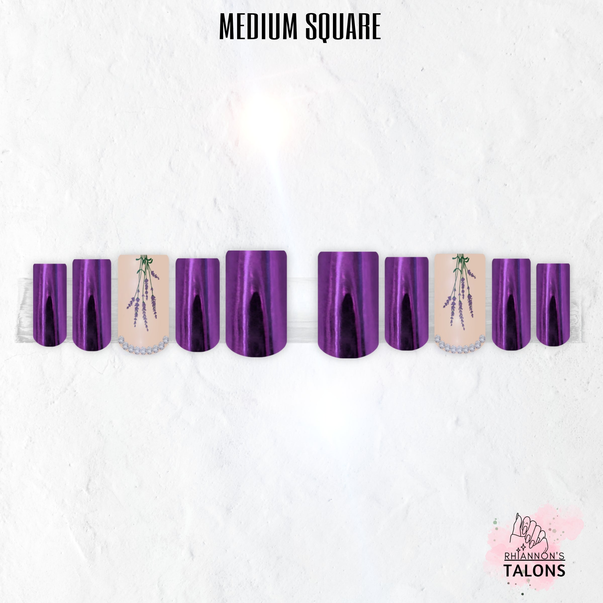 Enchanted Lavender purple chrome floral press-on nails
