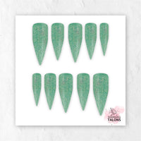 Enchanted Meadow green glitter press-on nails