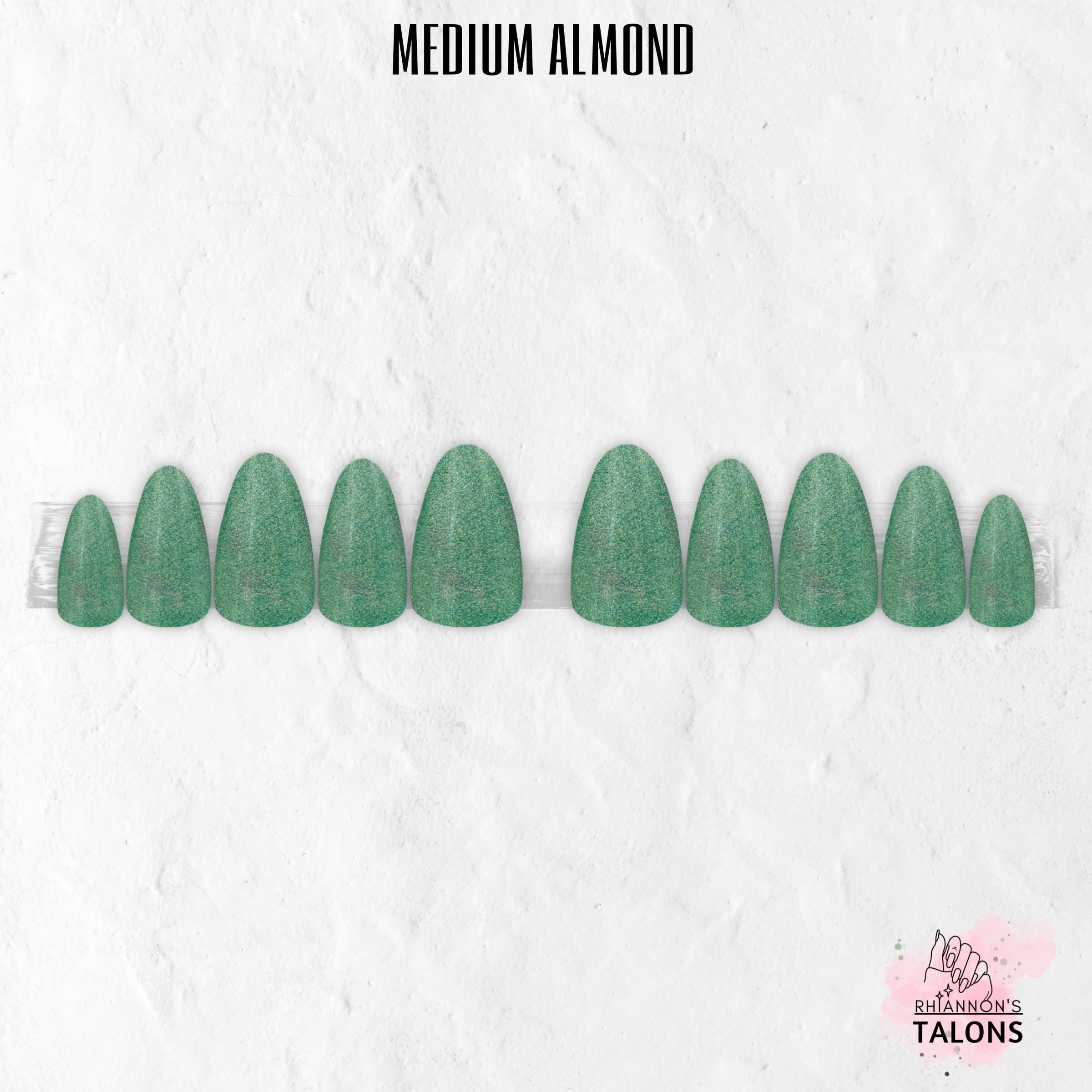 Enchanted Meadow green glitter press-on nails