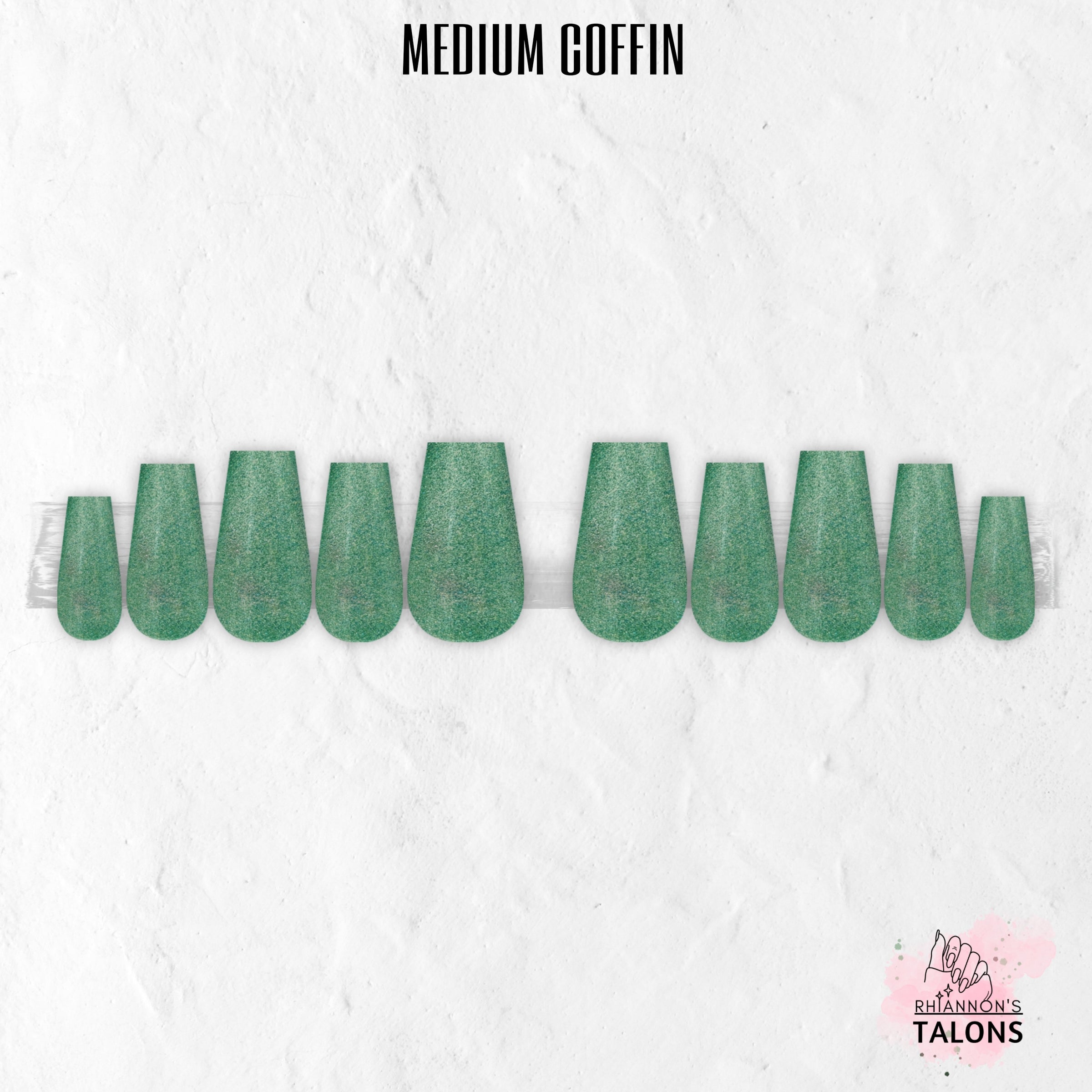 Enchanted Meadow green glitter press-on nails