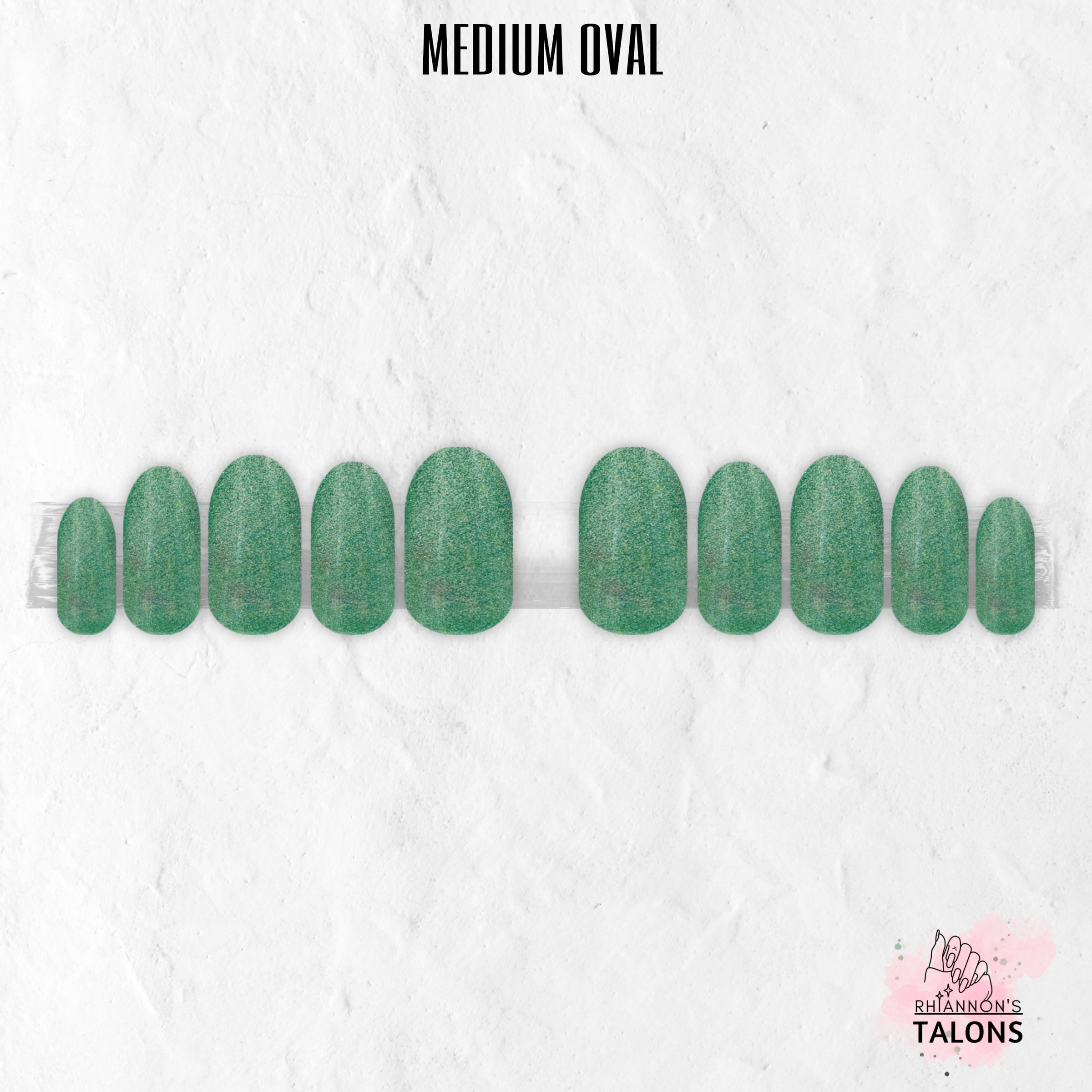 Enchanted Meadow green glitter press-on nails