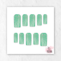 Enchanted Meadow green glitter press-on nails