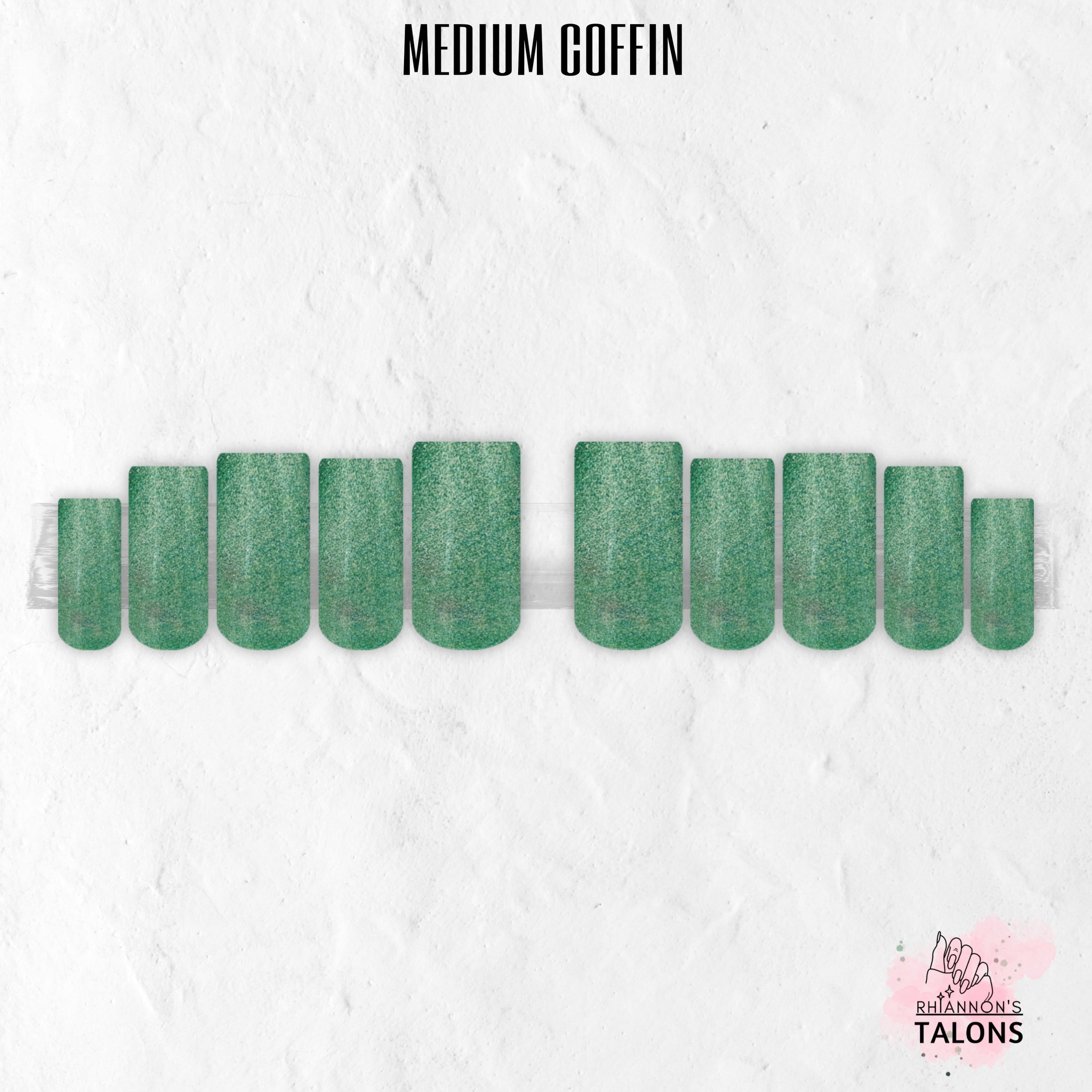 Enchanted Meadow green glitter press-on nails
