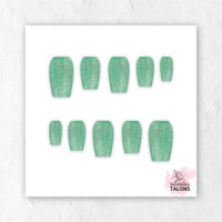 Enchanted Meadow green glitter press-on nails