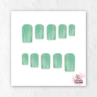 Enchanted Meadow green glitter press-on nails